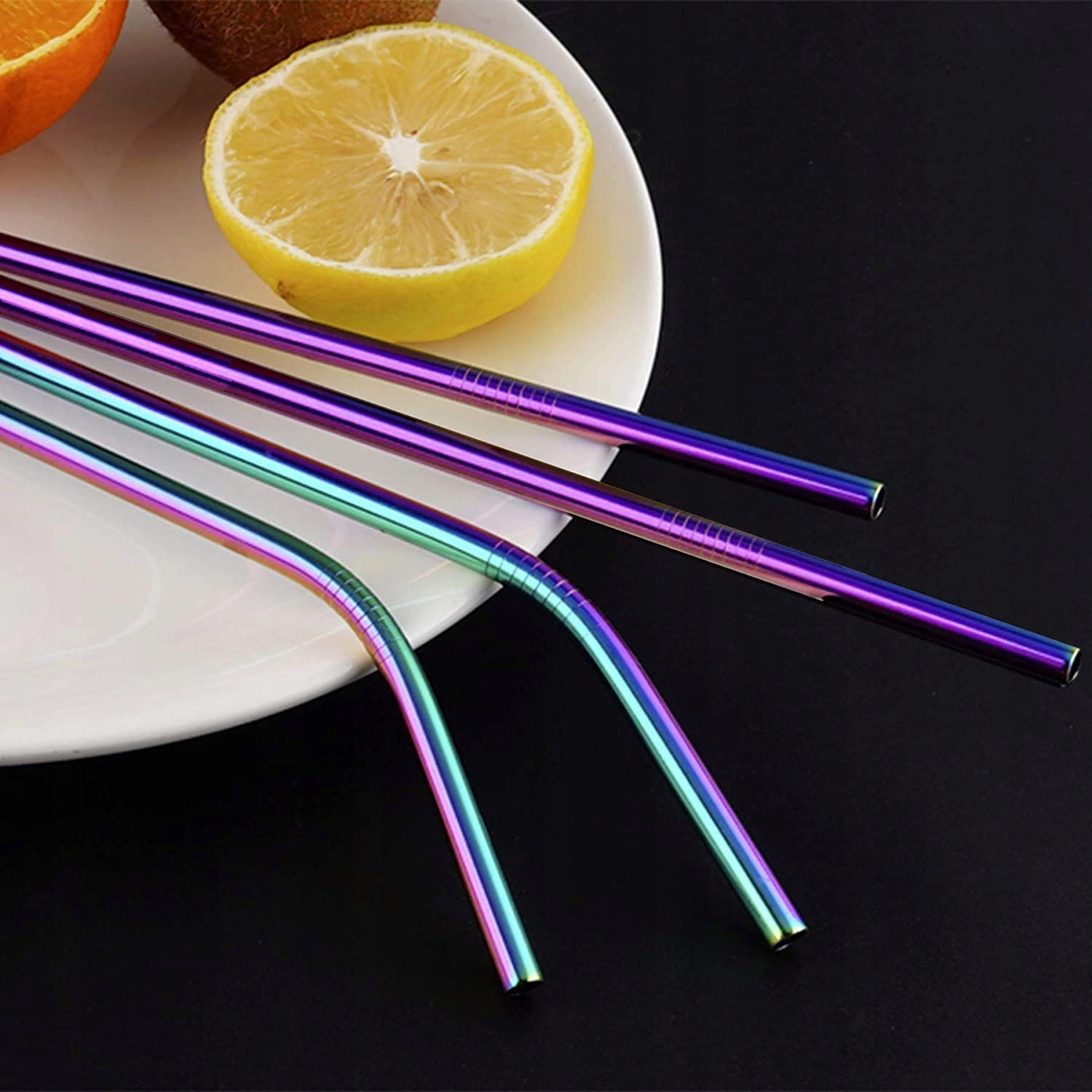 10x SŁOMKI RURKI METALOWE TĘCZOWE EKO WIELORAZOWE Stan opakowania oryginalne