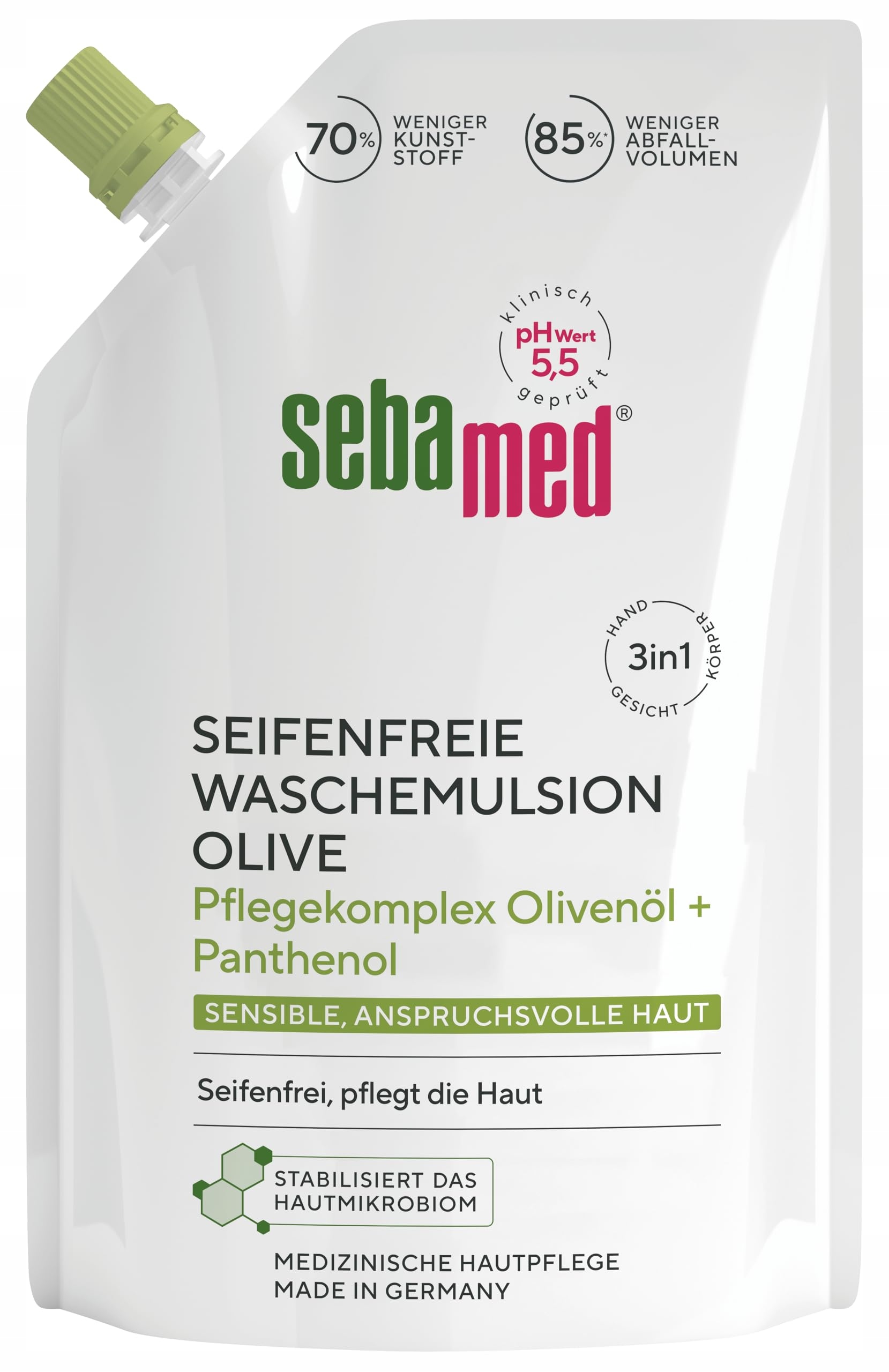 Seba med Tekuté mýdlo Olive 400 ml na obličej a ruce Bezpečné