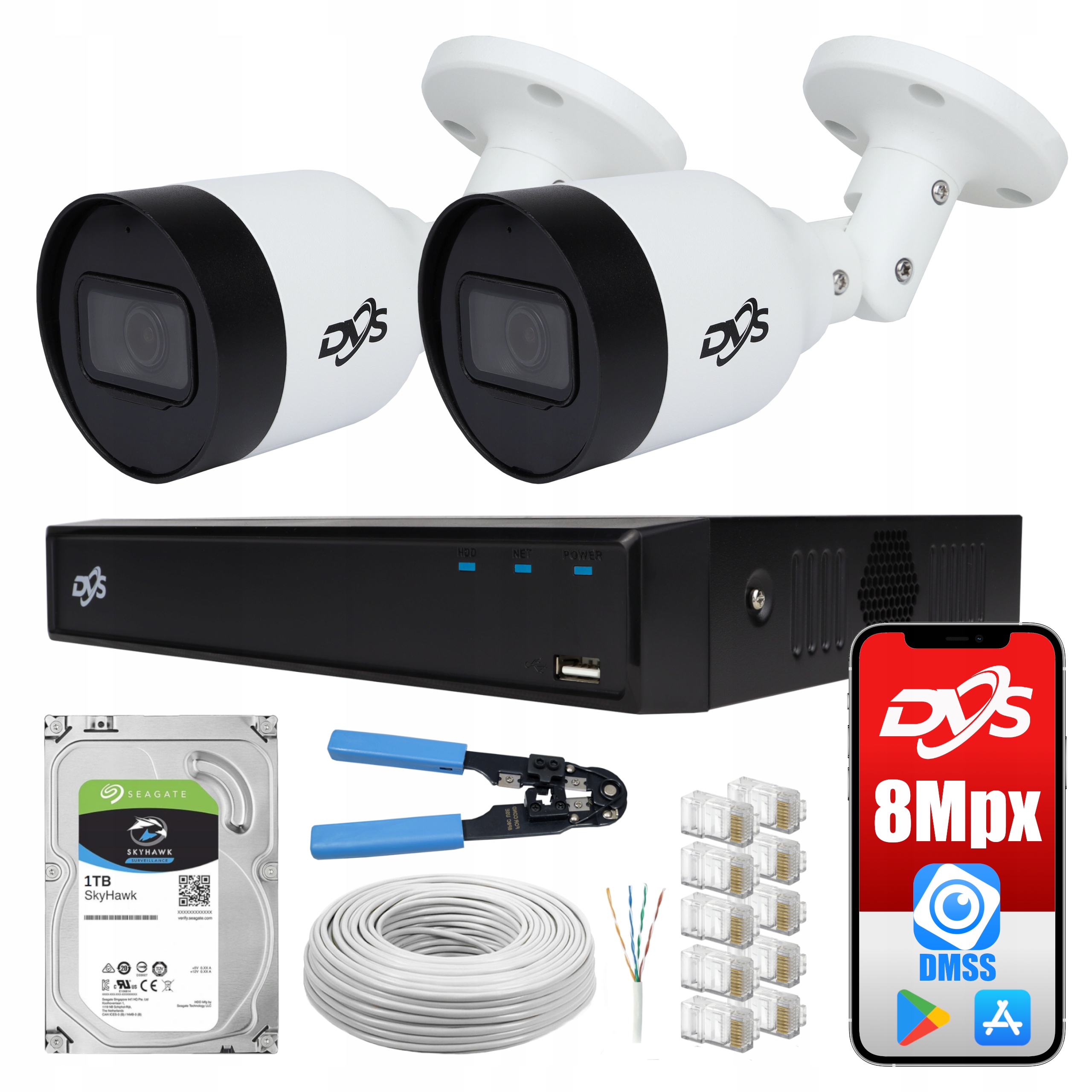 

Zestaw Do Monitoringu Ip 2 Kamery 8MPX Poe Dysk