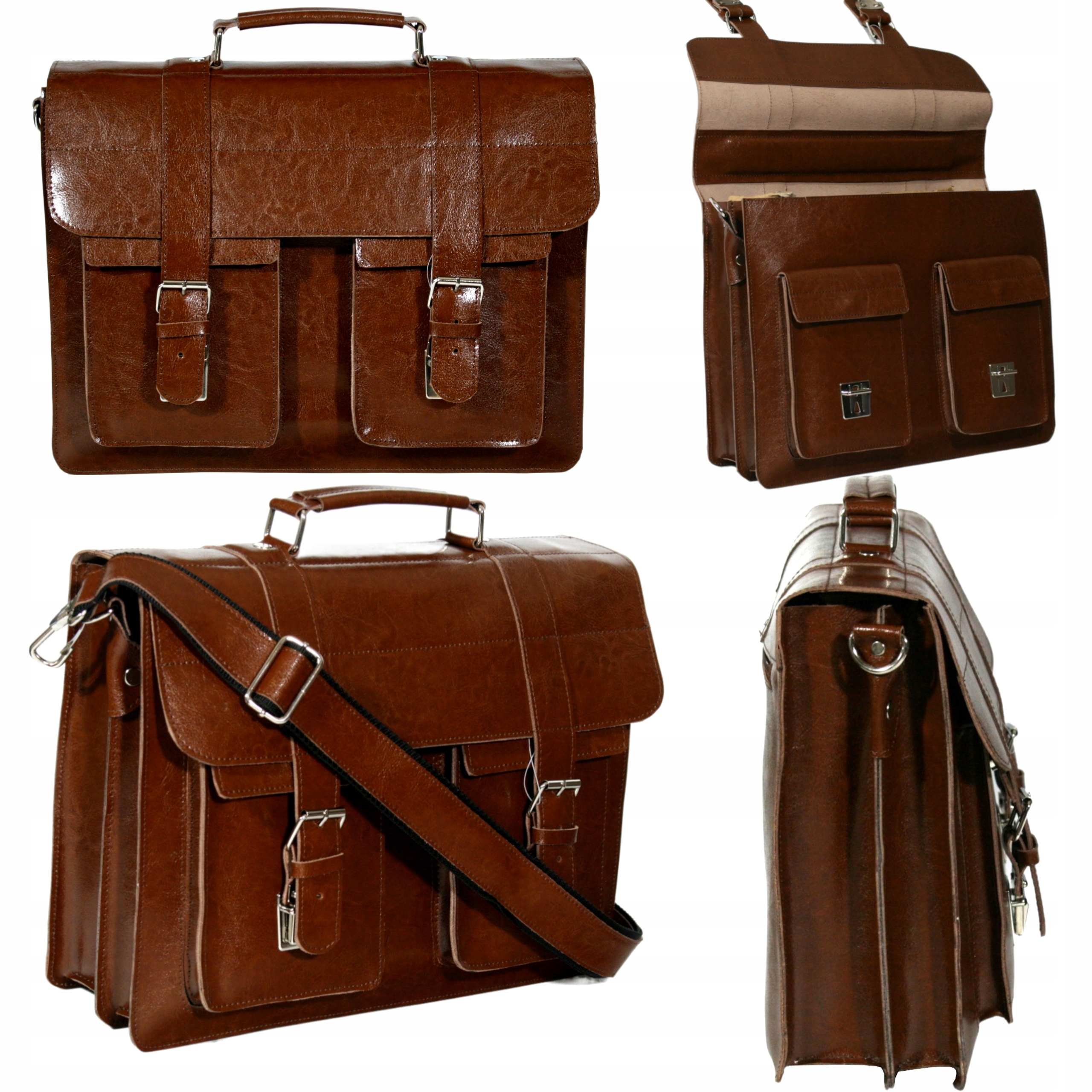 Pánská kožená taška přes rameno kabelka přes rameno vintage polská výroba A4 hnědá