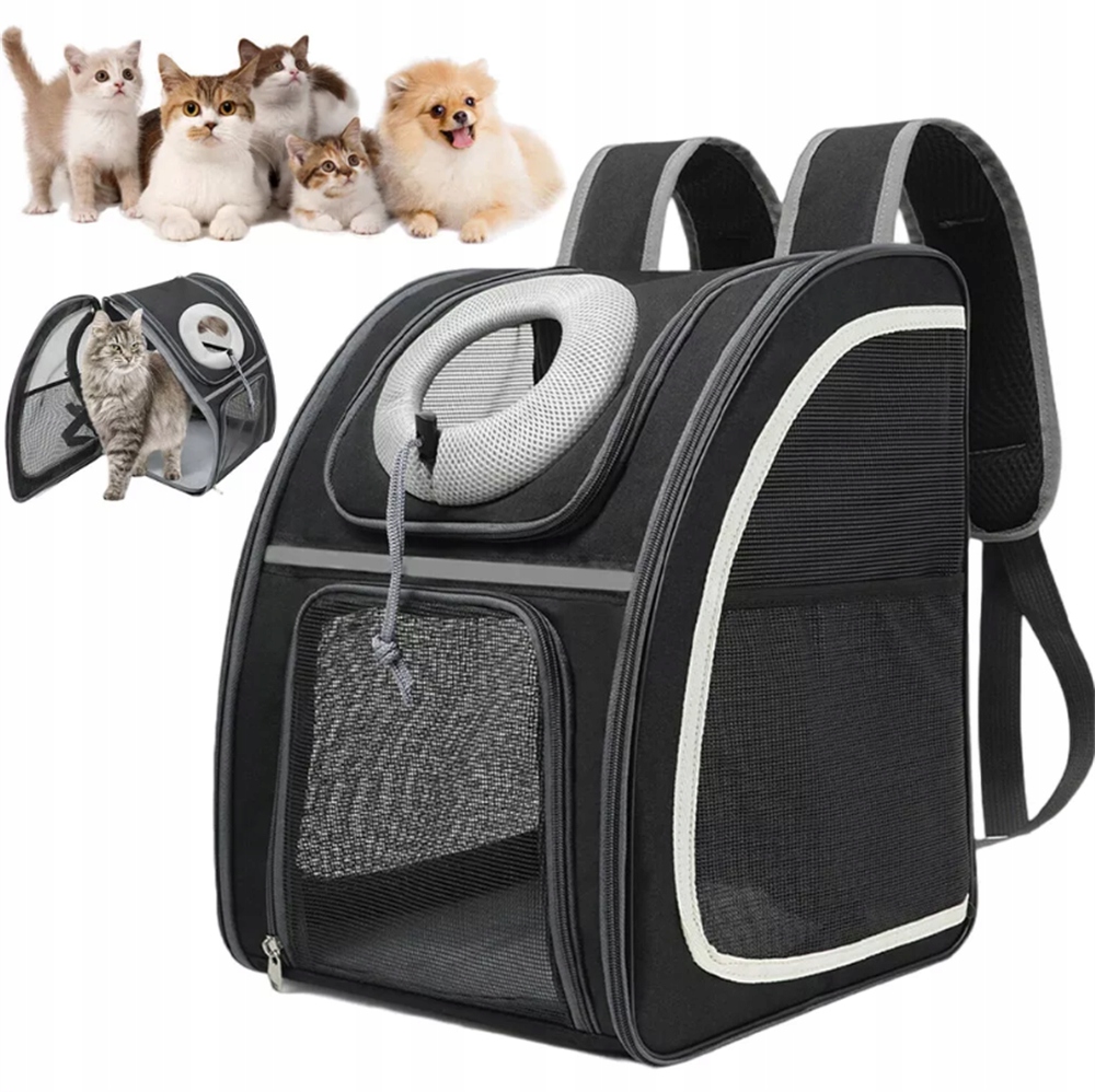 Levně Batoh pro pro kočky Přepravka pro psy, taška pro zvířata, skládací, velká, ventilovaná
