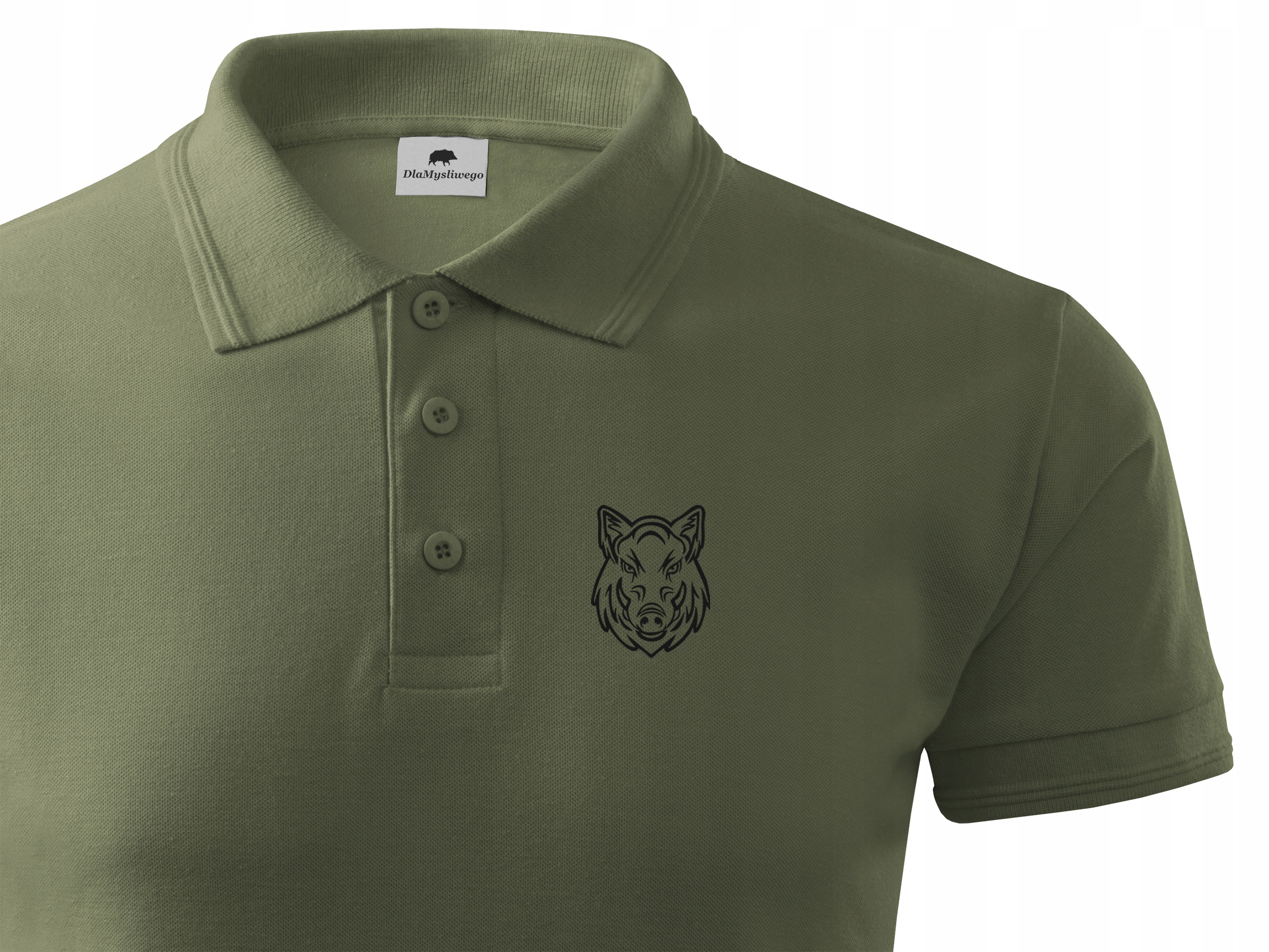 

Elegancka Koszulka Polo Khaki Nadruk Głowa Dzika M