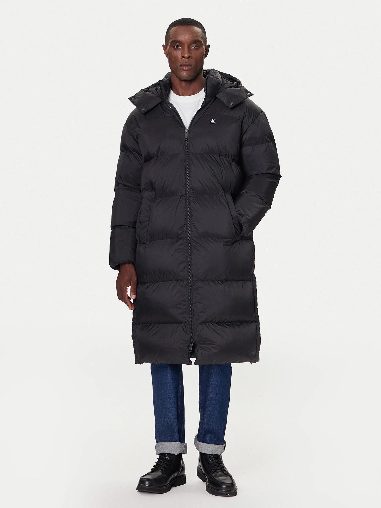 Calvin Klein Jeans Černý Péřový Kabát S Kapucí XXL 6FA