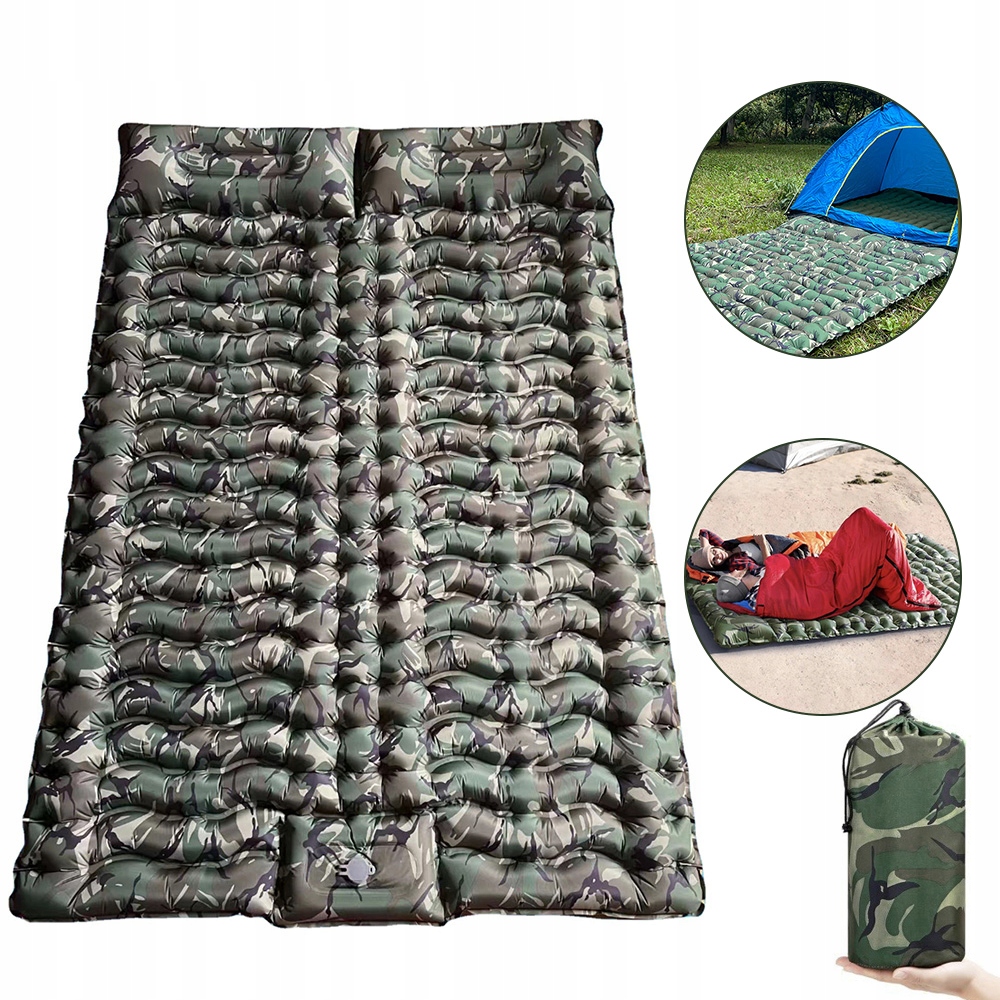 Matrace Nafouknutá, Dvojitá, Samonafukovací, 200 X 140 CM, Voděodolná Kamufláž