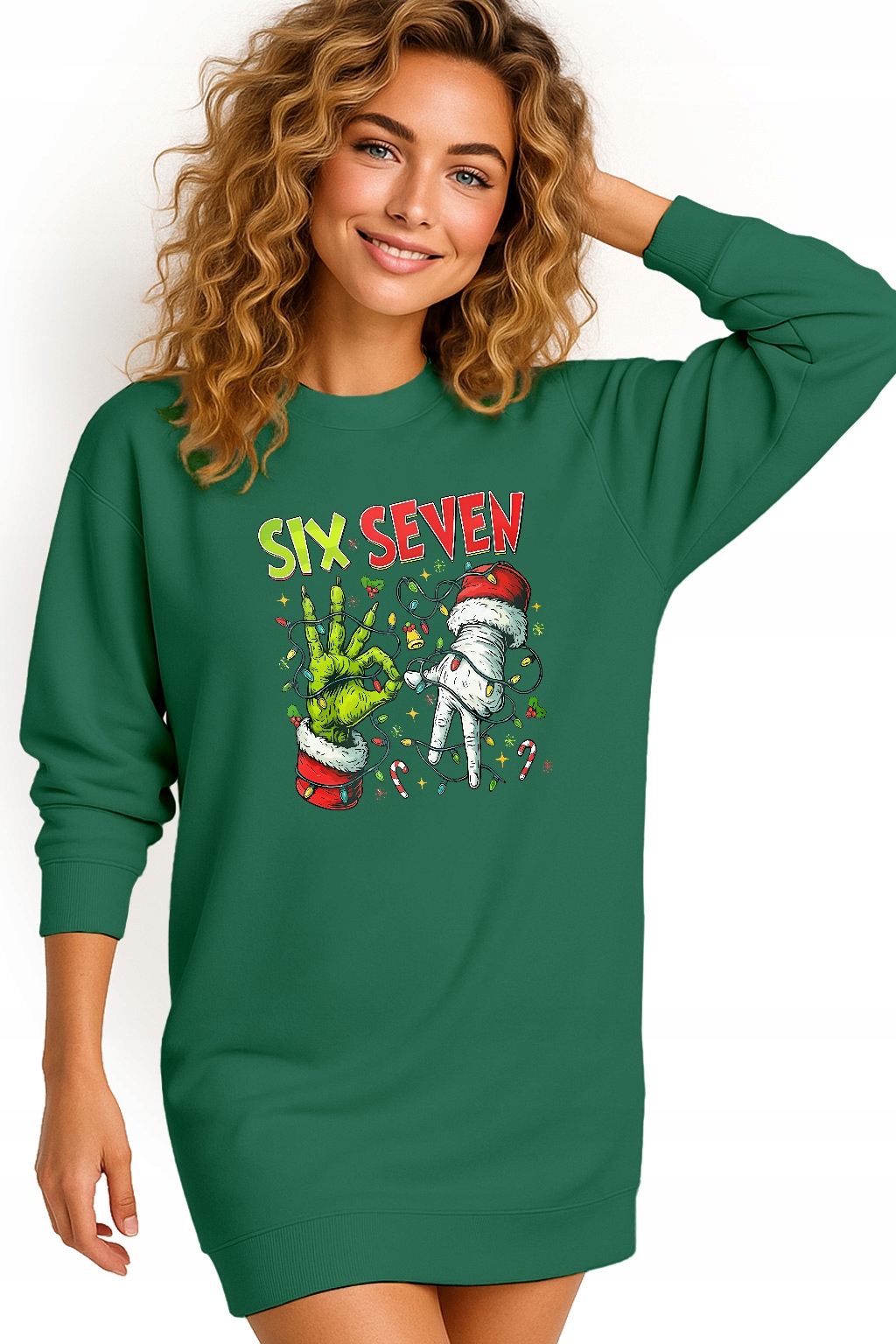 Mikina Vánoční Oversize Šaty Six Seven 67 Grinch Dárek XL
