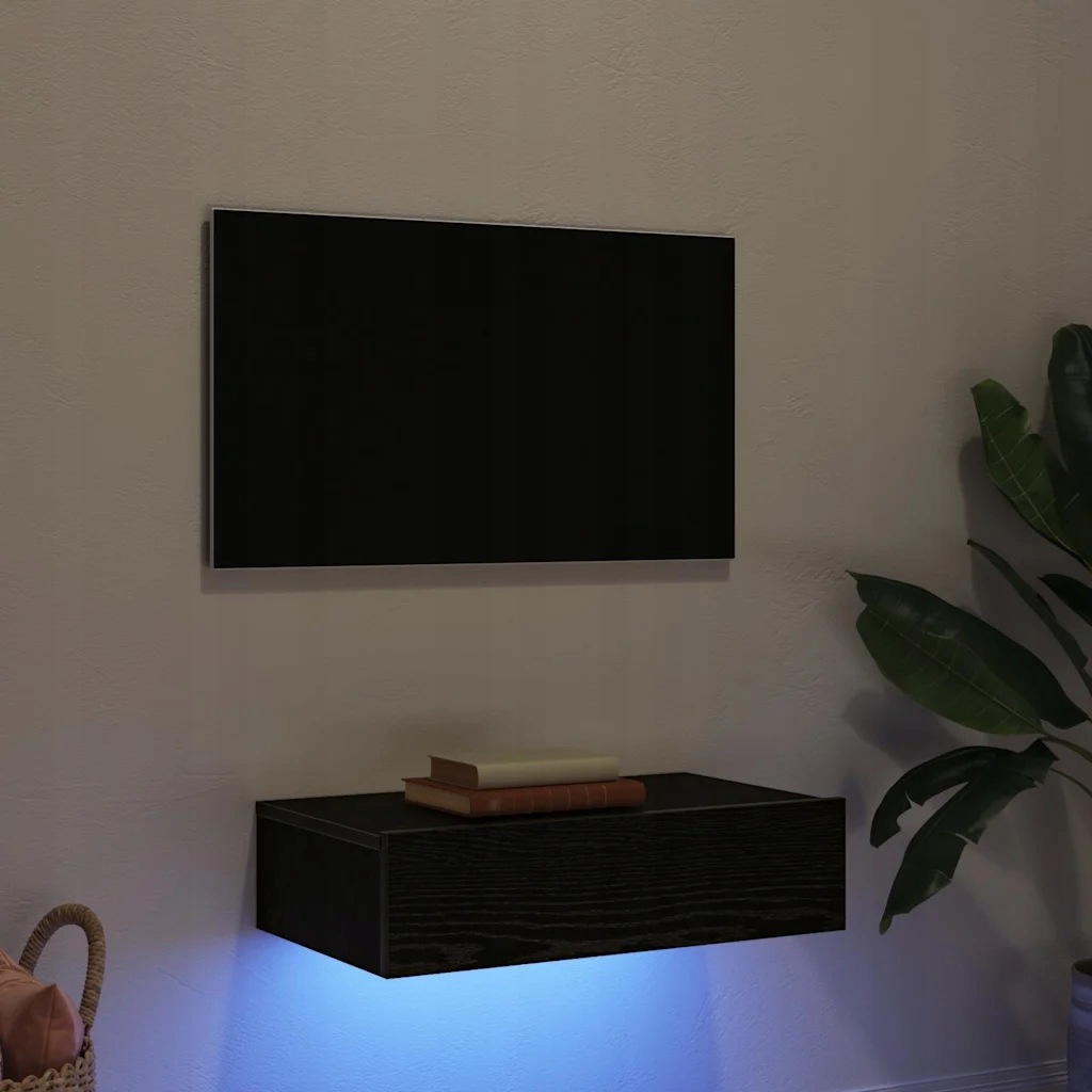 vidaXL Tv stolek s Led světly černý dub 60x35x15,5 cm