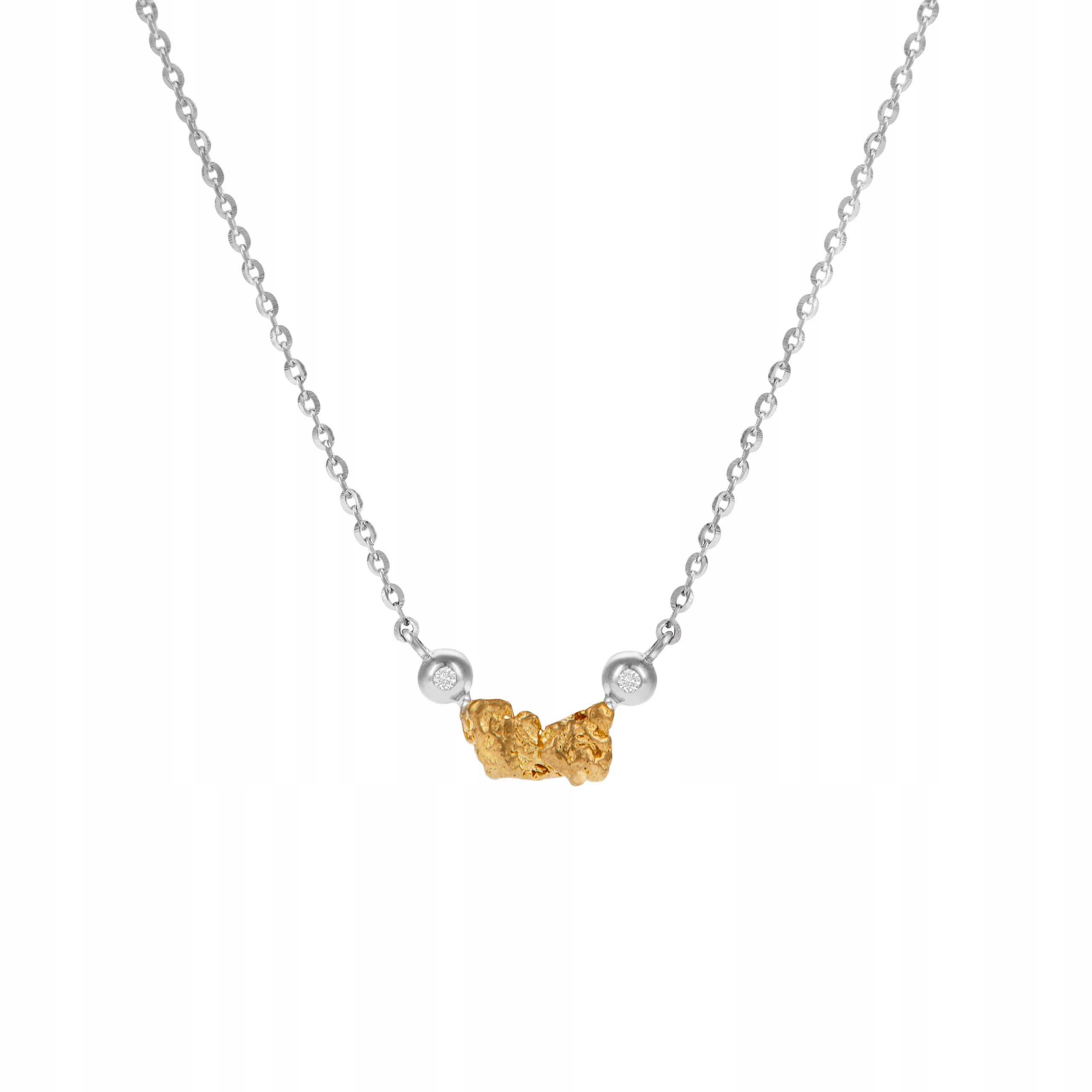 Náhrdelník s diamanty (bílé zlato) a samorozencem