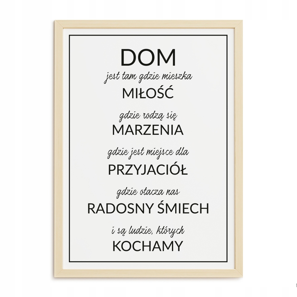 

Plakat A3 Do Domu Z Napisami Na Ścianę Dom Obraz