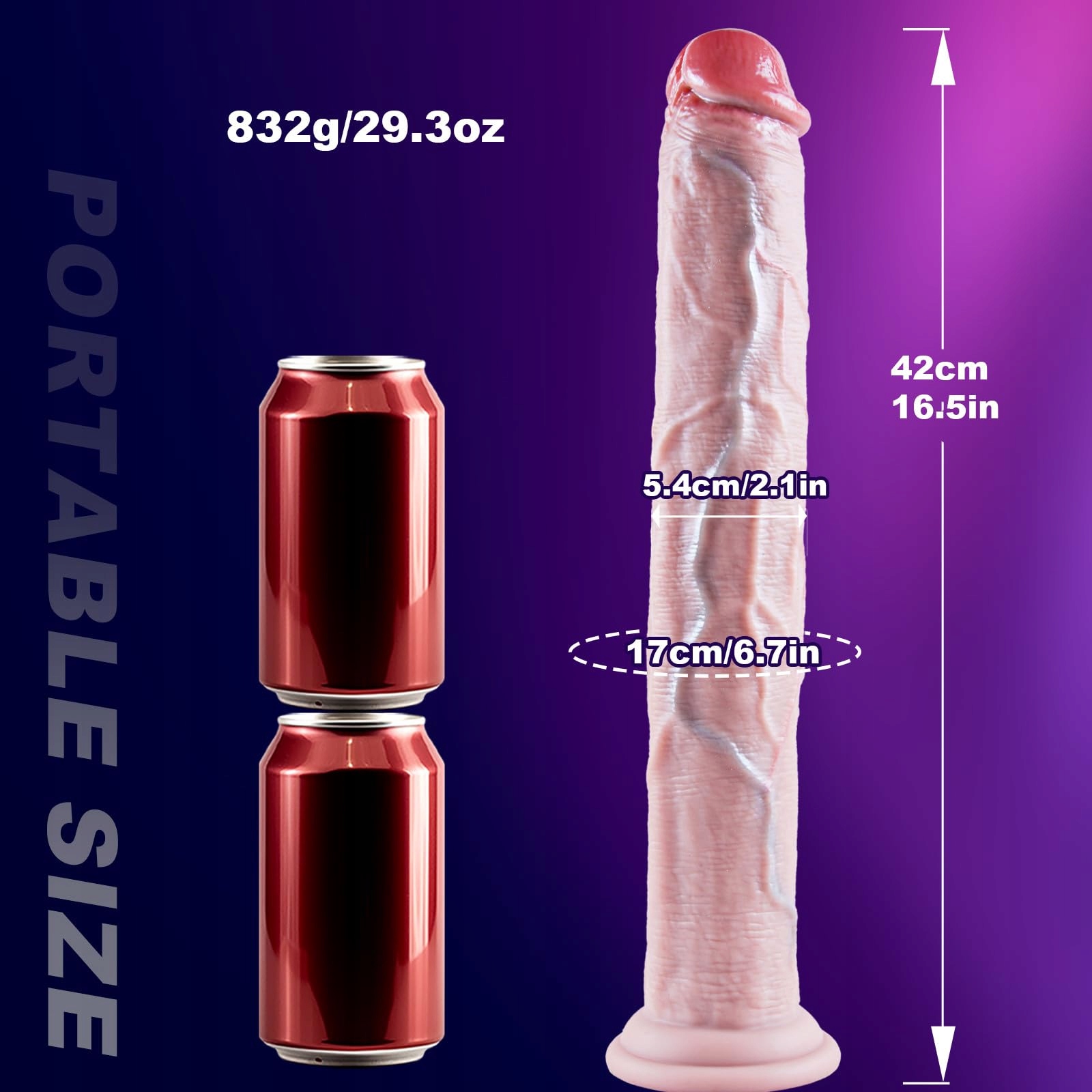 GIGANTISCHER Realistyczny Silikonowy Dildo 42cm Z Silną Przyssawką — miniatura 7