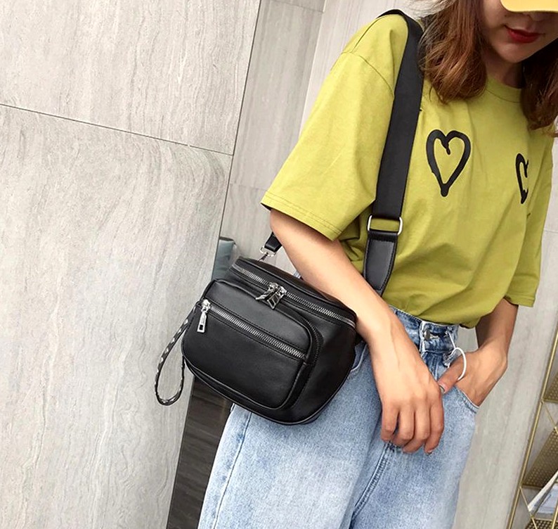 Torebka Skórzana Damska ćwieki listonoszka punk Model 7554180718895