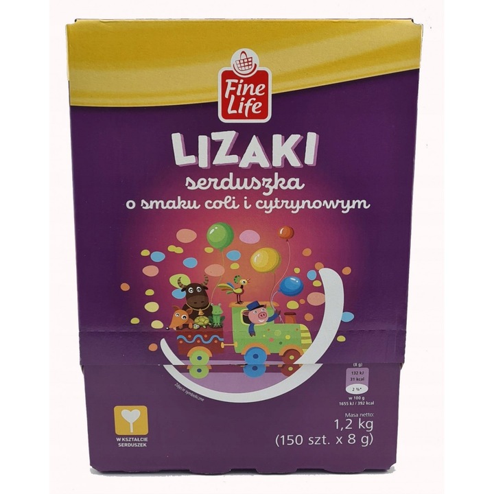 Levně Fine Life Lízátka srdíčka s příchutí coly a citronu (150 kusů) 1,2 kg