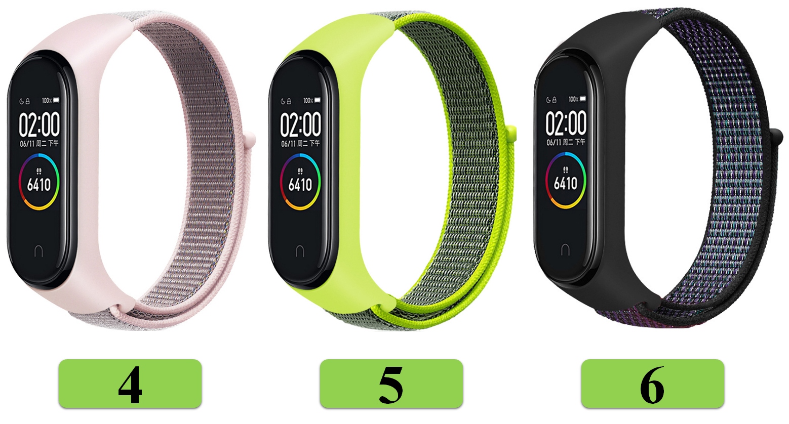 PASEK OPASKA BRANSOLETA do XIAOMI MI BAND 3/4/5/6/7 TKANINA NYLON CZARNY Kod producenta bransoleta folia szkło etui case ładowarka