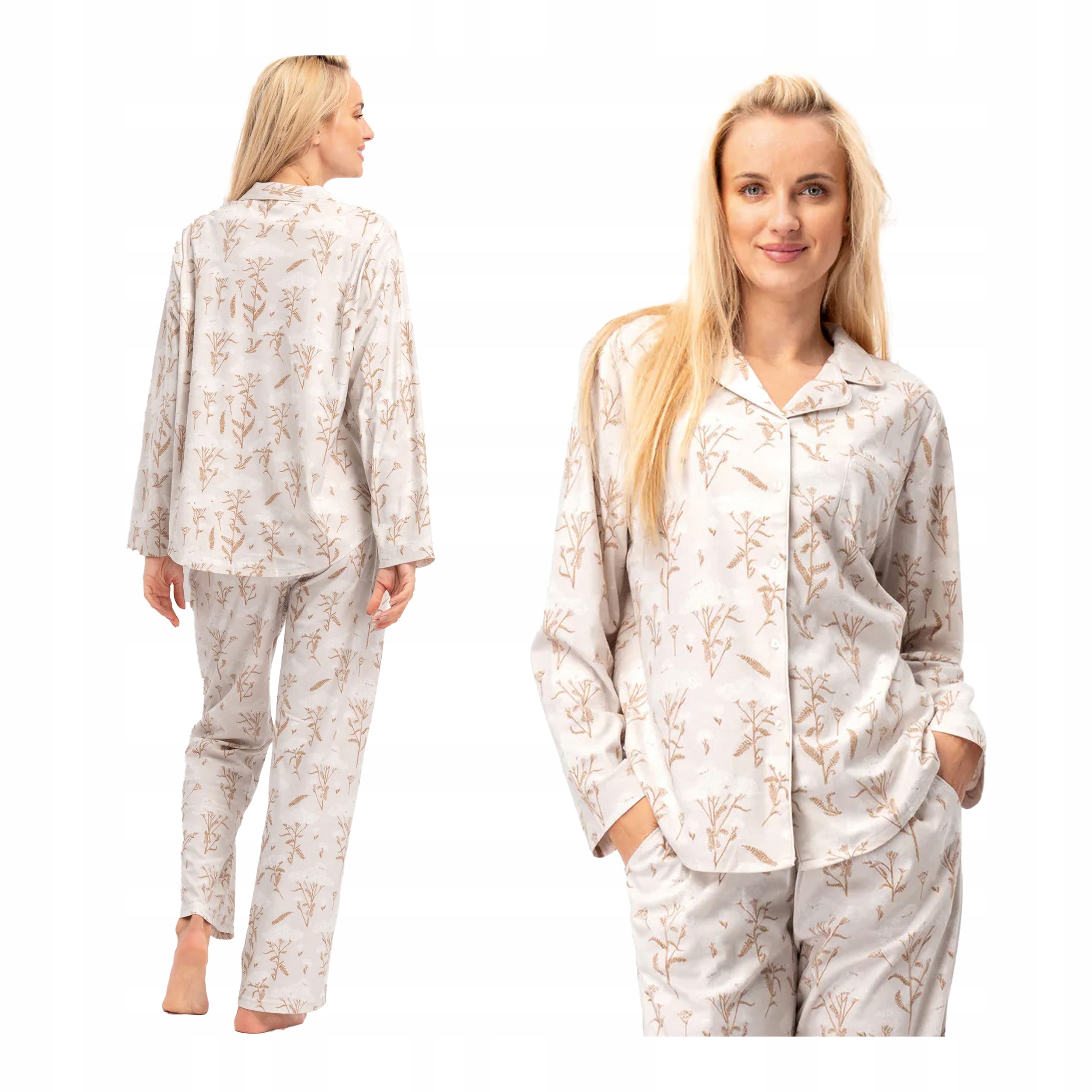 Dámské dvoudílné pyžamo s dlouhým rukávem a dlouhými rozepínacími kalhotami Key S