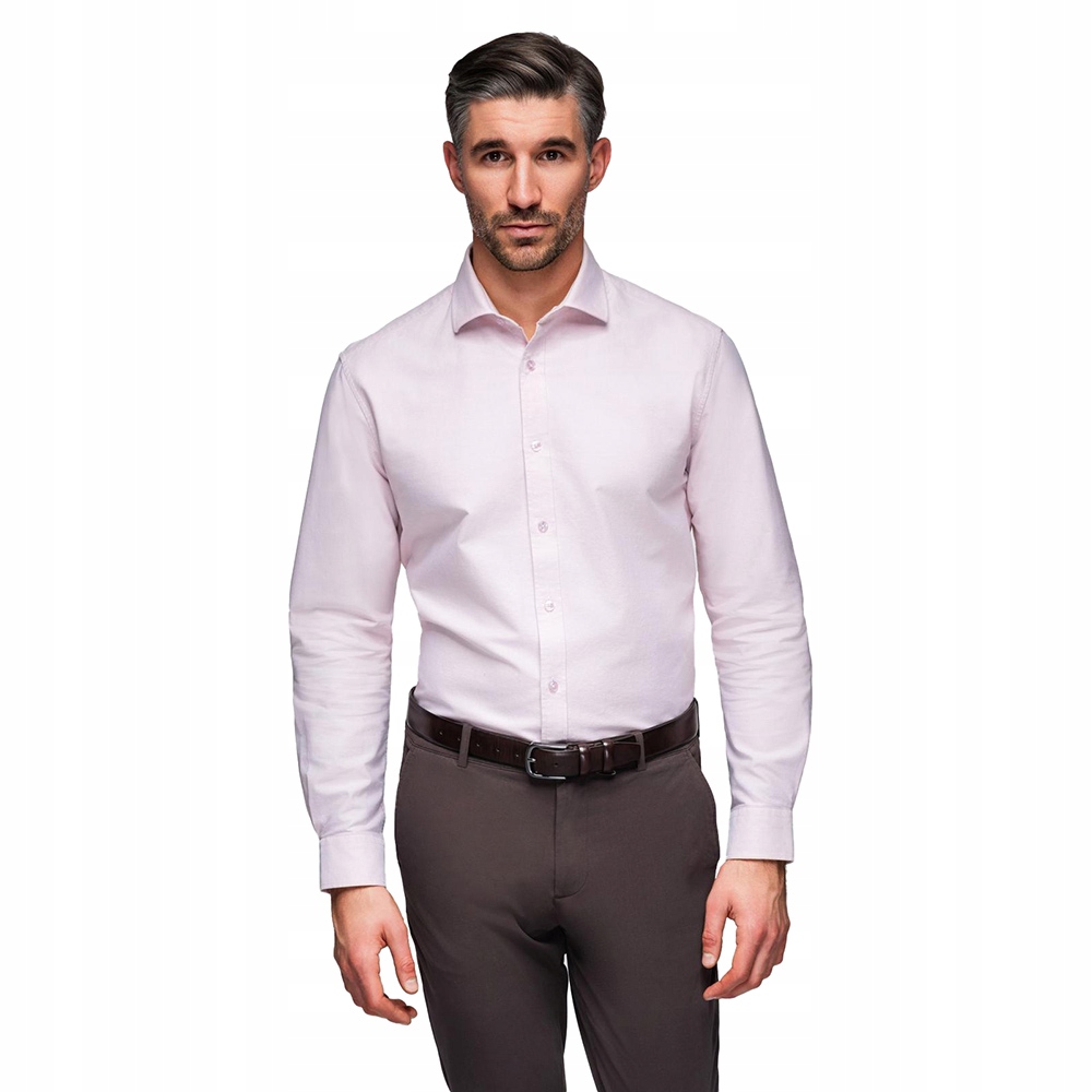 Bawełniana pastelowa męska koszula oxford brzoskwiniowa OM-SHOS-0183 V1 XL