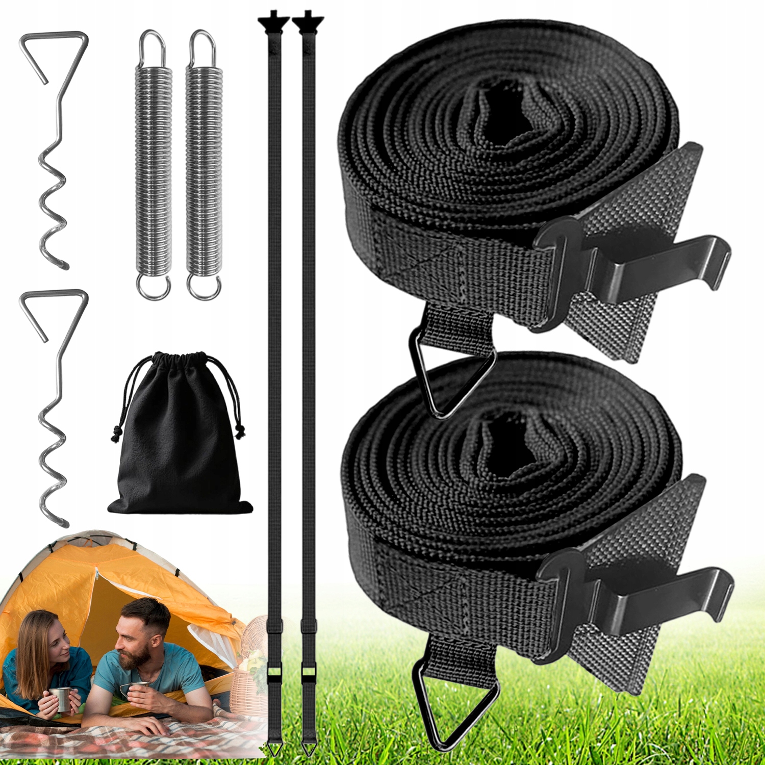 Protivětrný Pás Pro Markýzu 2V1, Sada Pro Upevnění Pružinových Kolíků 270 CM