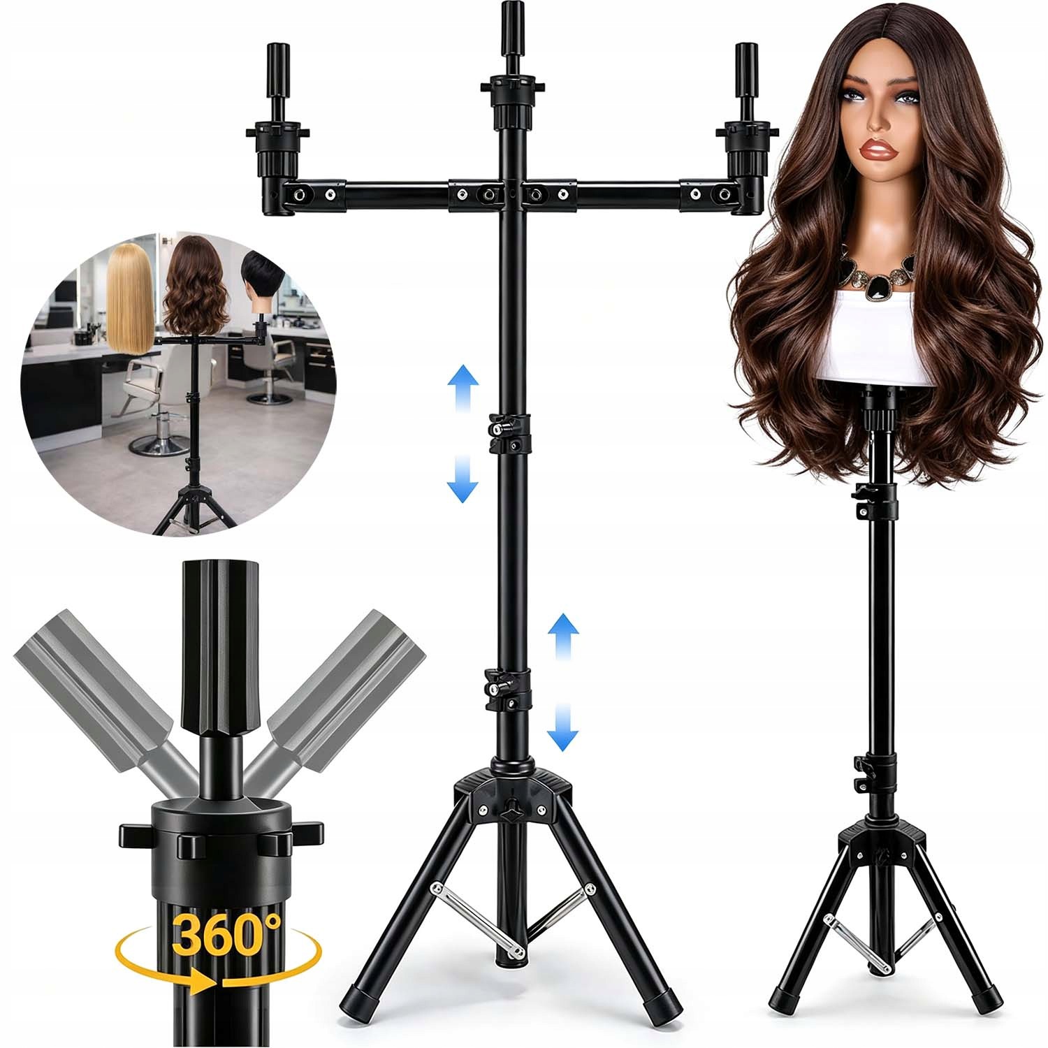 Stativ Stojan Tripod Držák Na Hlavu Kadeřnického Tréninku 108 CM