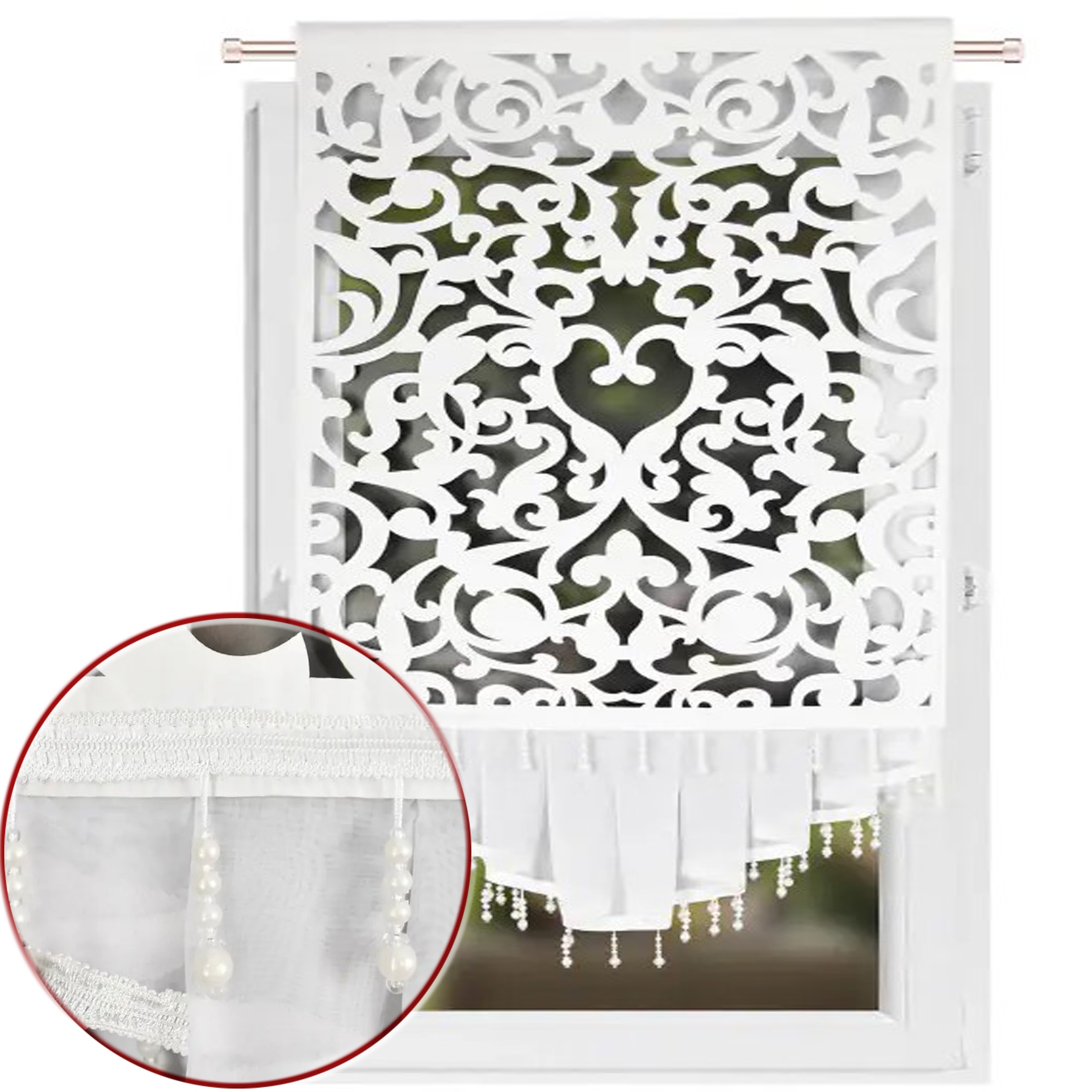 Panel Dekoracyjny Ażurowy Biały Z Koralikami I Falbanką Tunel Żabki 70x140