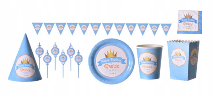 Zestaw urodzinowy papierowy Prince słomki girlanda EAN (GTIN) 8160100860538