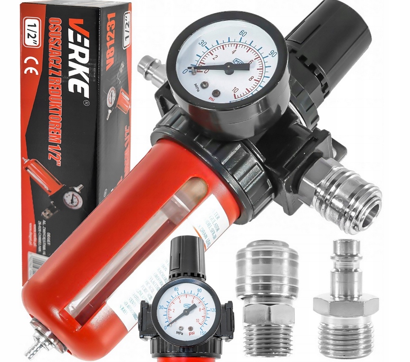 REDUKTOR POWIETRZA FILTR ODWADNIACZ DO KOMPRESORA GWINT 1/2 REGULATOR 10BAR