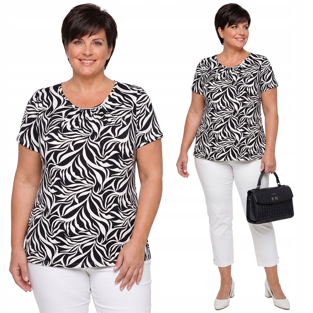 Černobílá halenka s plus size vzory velikost 60