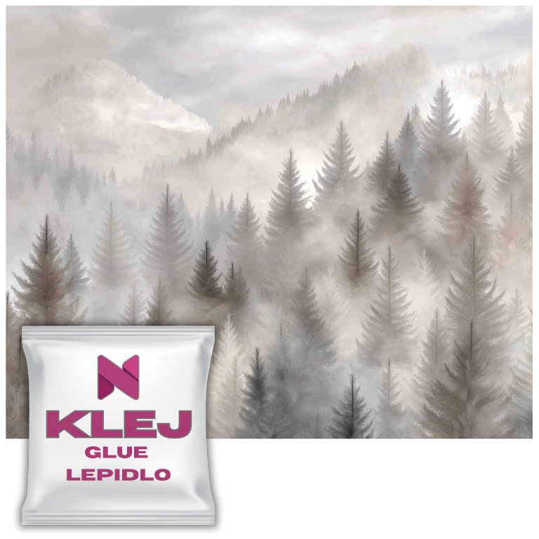 Fototapeta Les v mlze do obývacího pokoje Béžová boho tapeta do ložnice 148x220