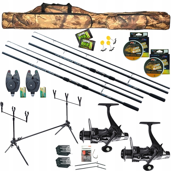 Zestaw karp 2x wędka Jaxon kołowrotek Rod Pod Z44