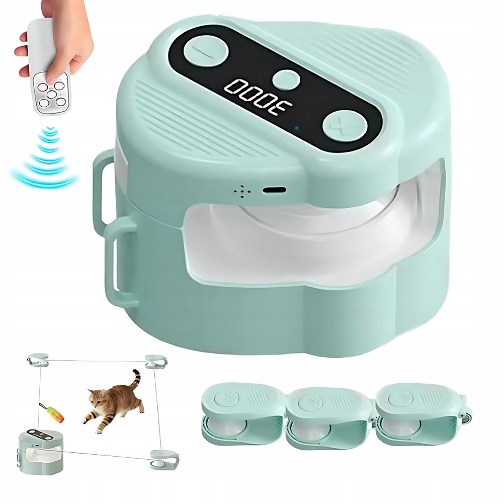 Levně Hračka Pro Kočky S Dálkovým Ovládáním, Pohyblivá, Svítící, Interaktivní, Dobíjecí, Zelená