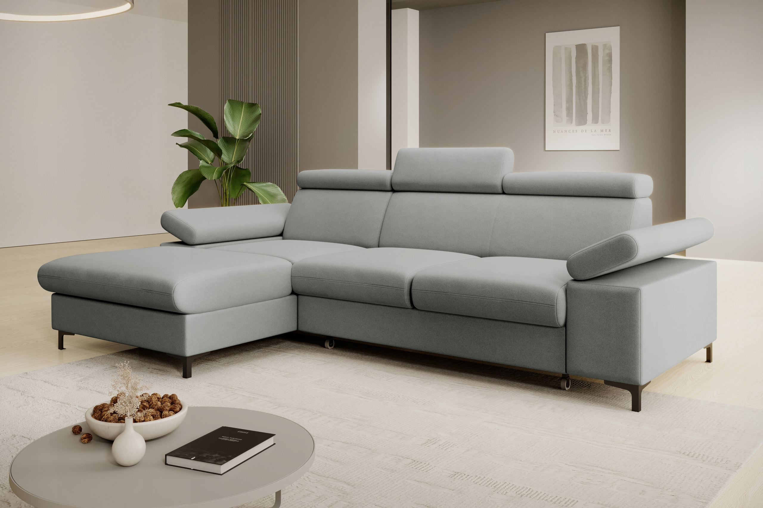 Rohová Sedací Souprava Mavic Funkce spaní Nastavitelné područky a opěrky hlavy Kontejner