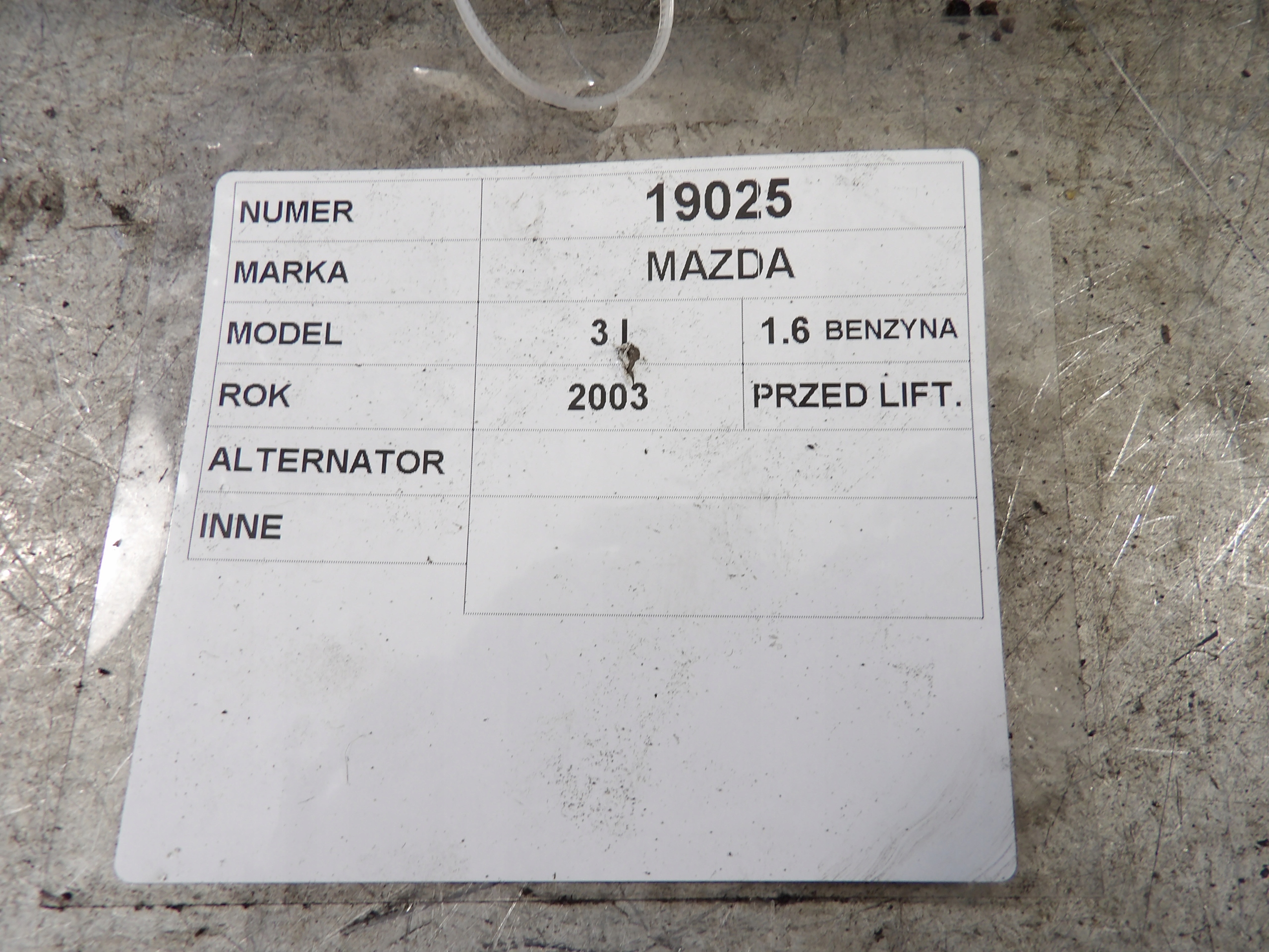 Mazda 3 and BK alternator 1,6B