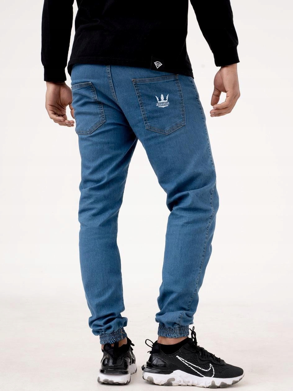 Pánské džínové kalhoty Jogger se stahovací šňůrkou, modré Jigga Wear, velikost XL