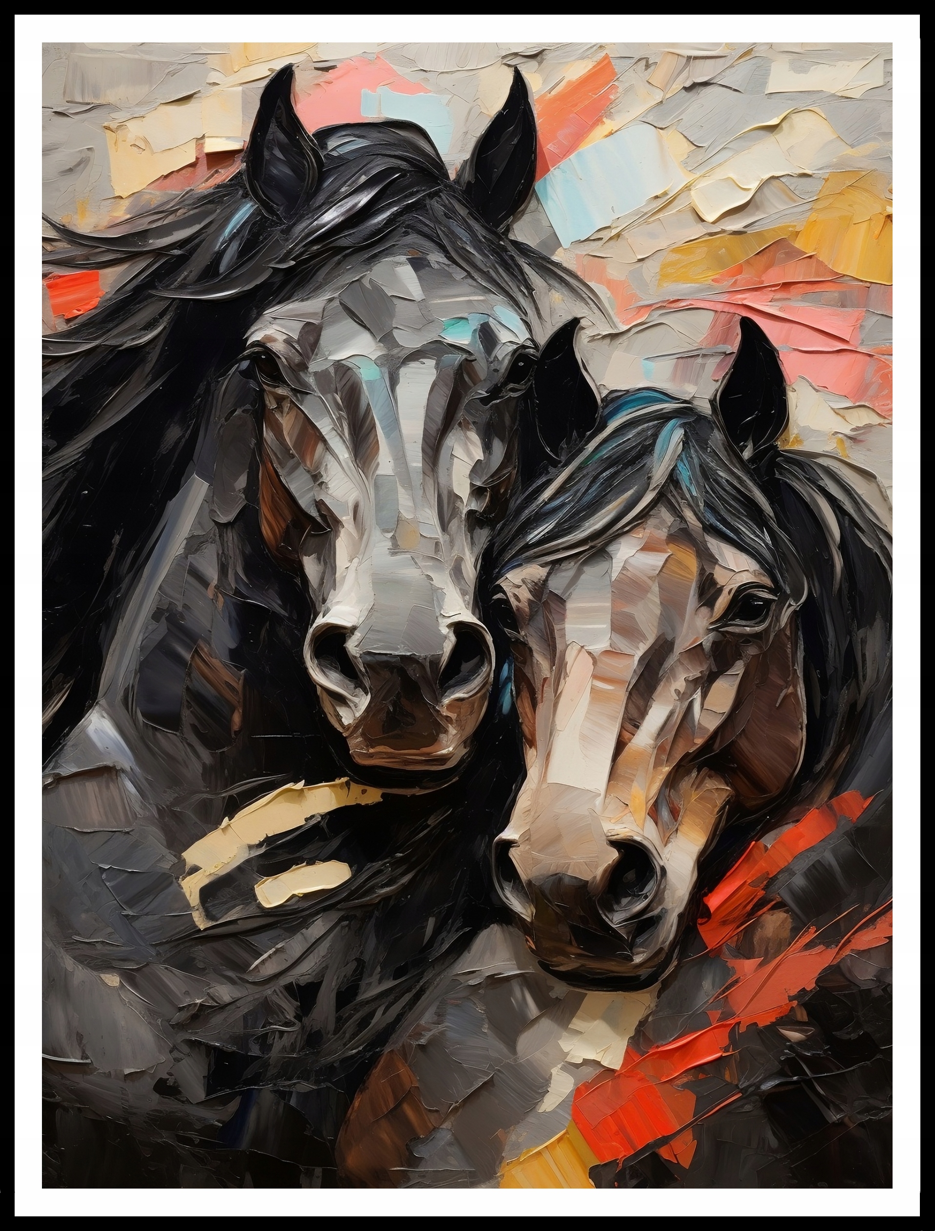 Plakat na Ścianę Obraz Pastelowy Konie Żywe Kolory 40x50 cm Premium ElliveX Marka inna