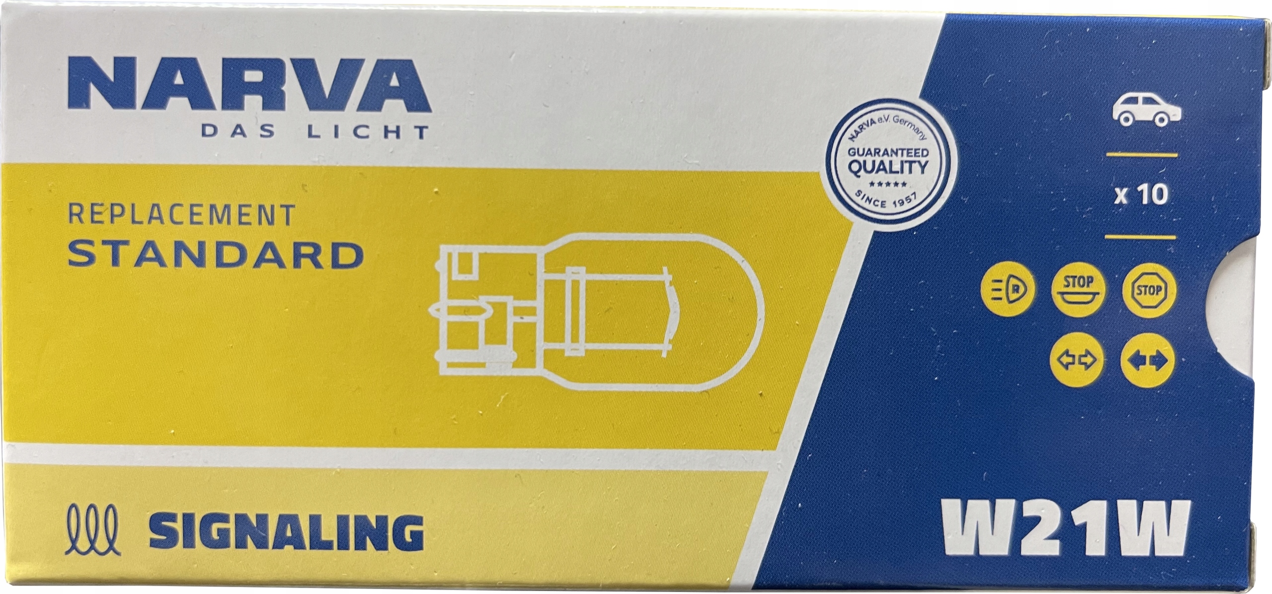 Narva 12V 21W BC W21W żarówki samochodow 10szt 17632