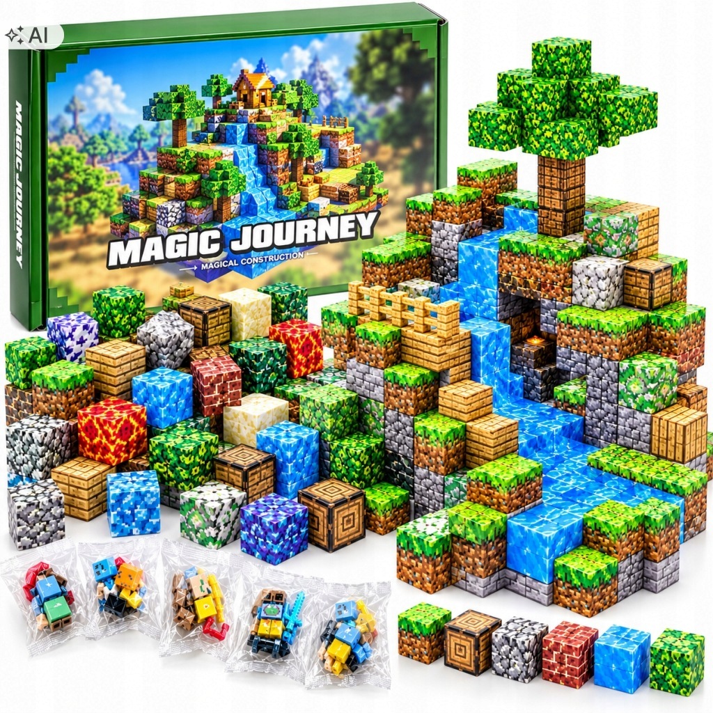 Klocki Magnetyczne 300 Szt Sześciany 2x2x2CM Klocki Konstrukcyjne Figurki