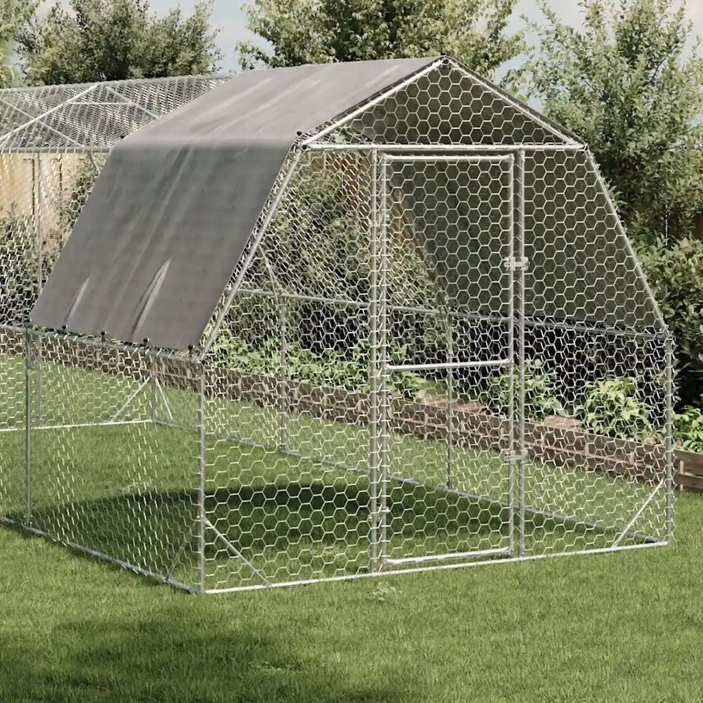 Levně vidaXL Kurník se střechou 2,5x6x2,25 m Ocel pozinkovaná