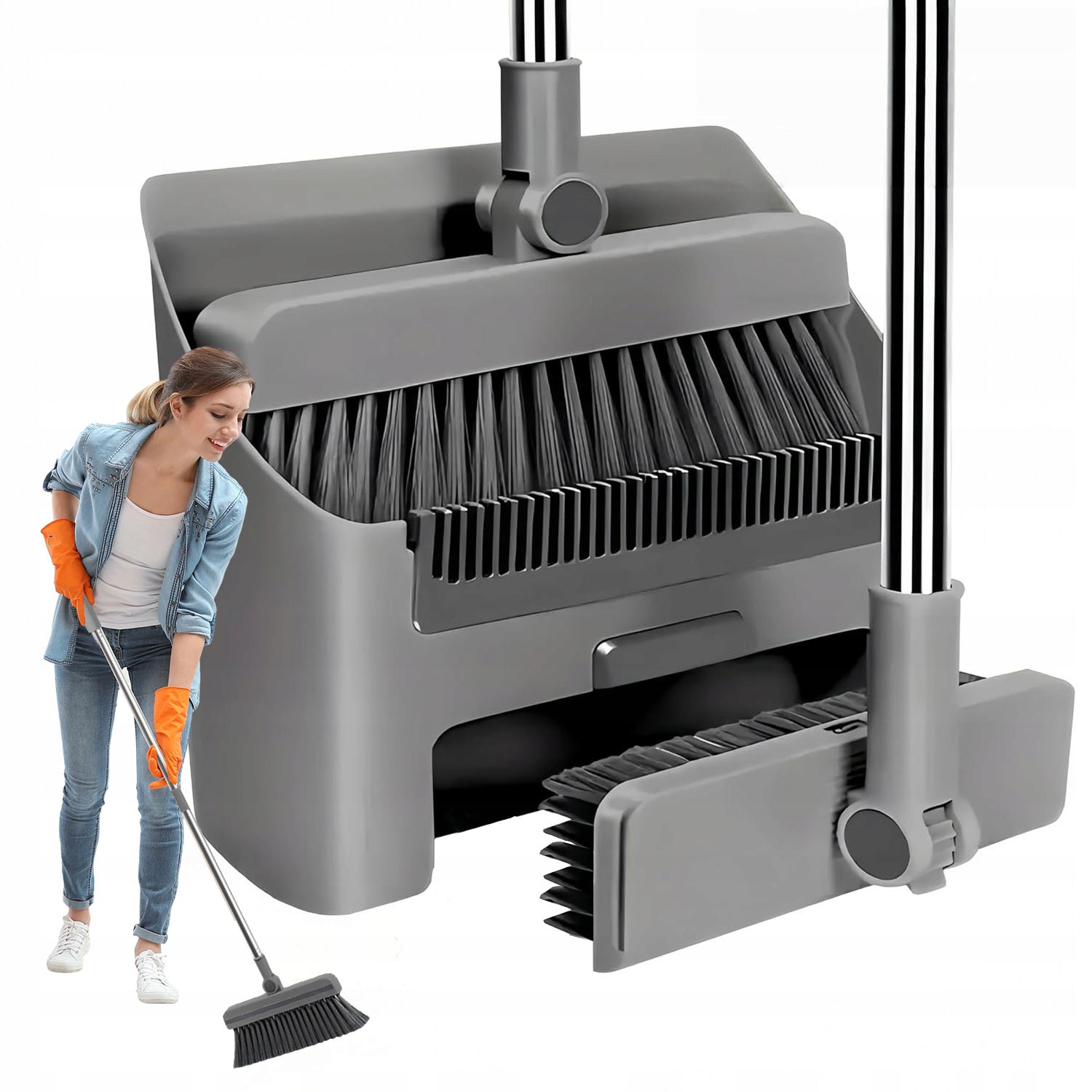 Levně 3V1 Sada Metly A Kartáče Na Zametání, 180° Otočná Hlava Do Kuchyně