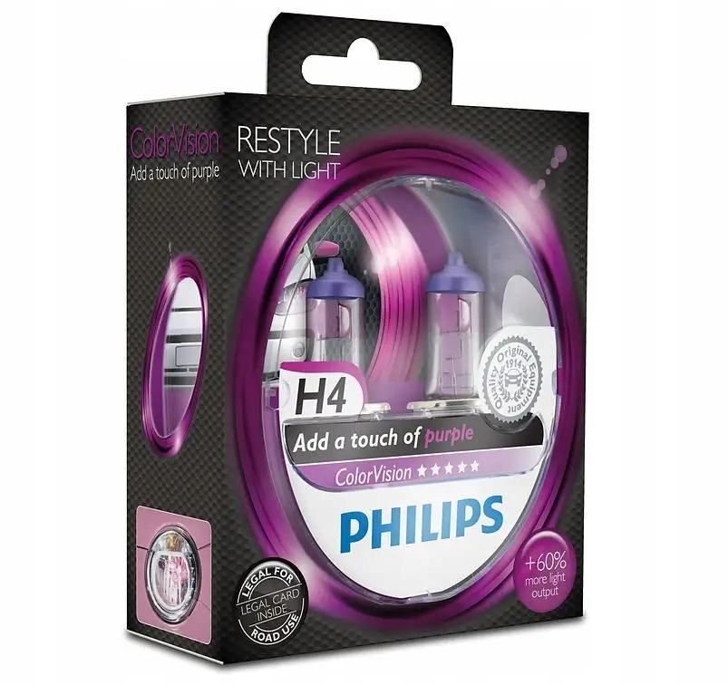 Philips Żarówki samochodowe Color Vision H4 Purple Fioletowe 12V