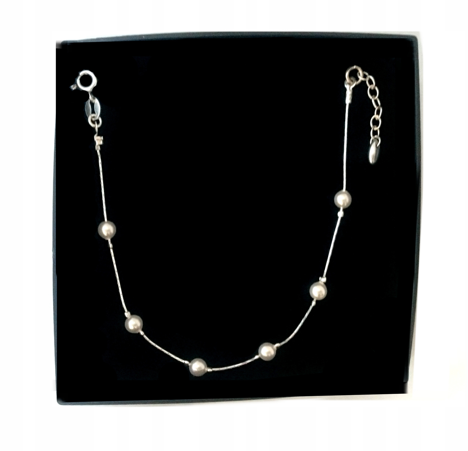 

Srebrna Bransoletka z Perłami perły Swarovski 925