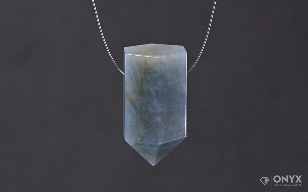 Akvamarín provrtaný fazetovaný křišťál 19,5x10