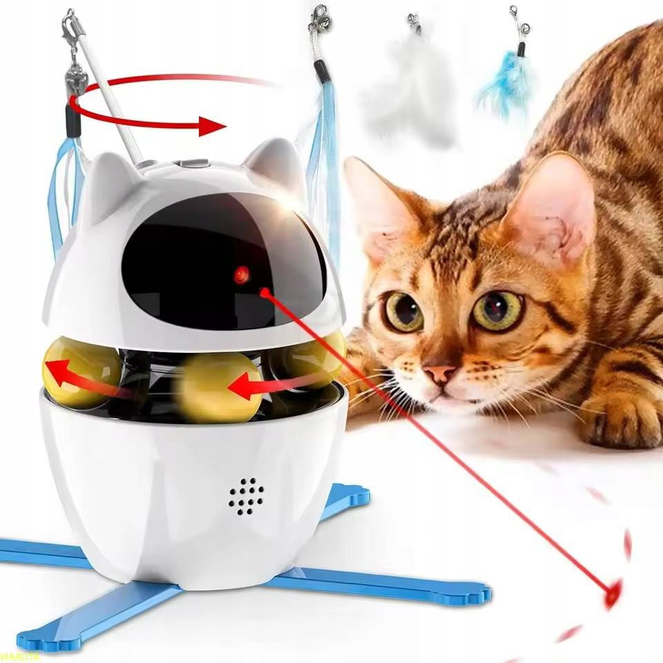 Interaktivní Hračka Pro Kočky 3V1 S Míčkem A Laserem
