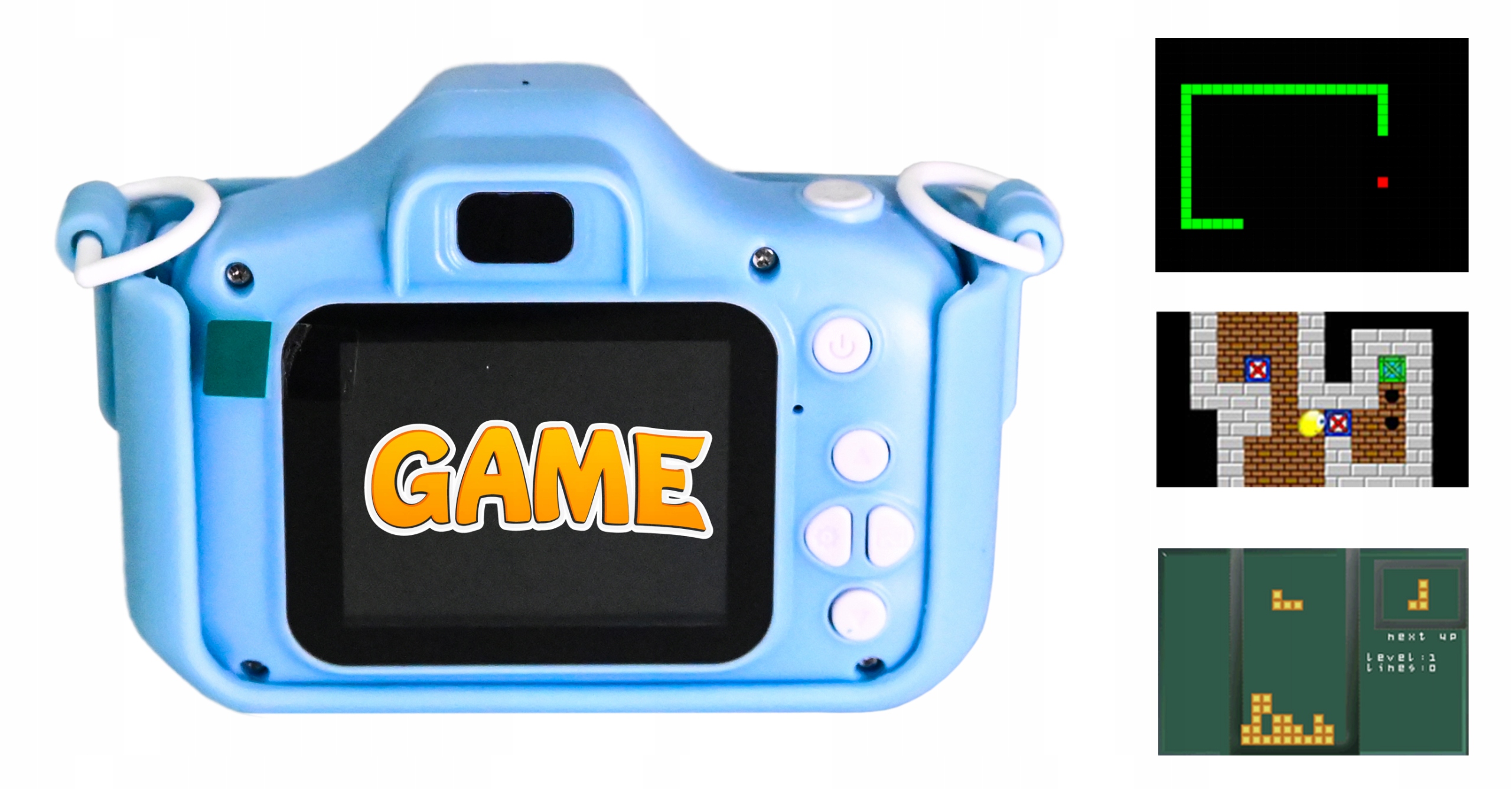 APARAT DZIECIĘCY FOTOGRAFICZNY CYFROWY PIESEK KAMERA VIDEO GRY PREZENT XXXL Kolor dominujący odcienie niebieskiego