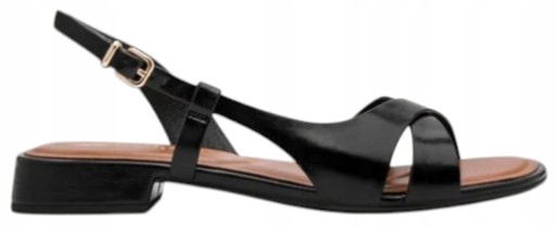 Elegantní Sandály Na Nízkém Podpatku Černé Lakované Stylové Tamaris 37