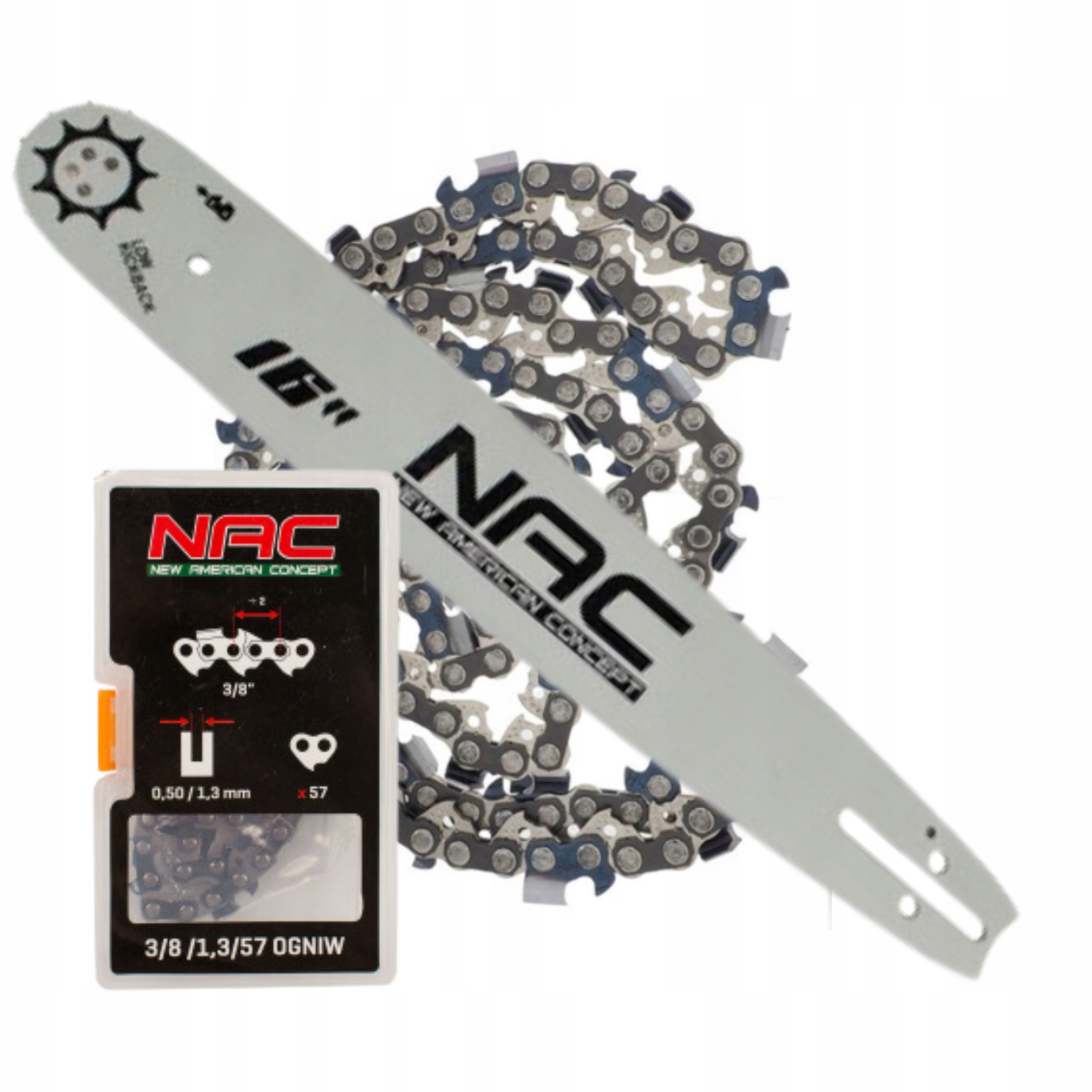 Prowadnica Nac 40CM Łańcuch 3/8 57 Ogniw CST38-40-06-AC CST52-40-01AC-V