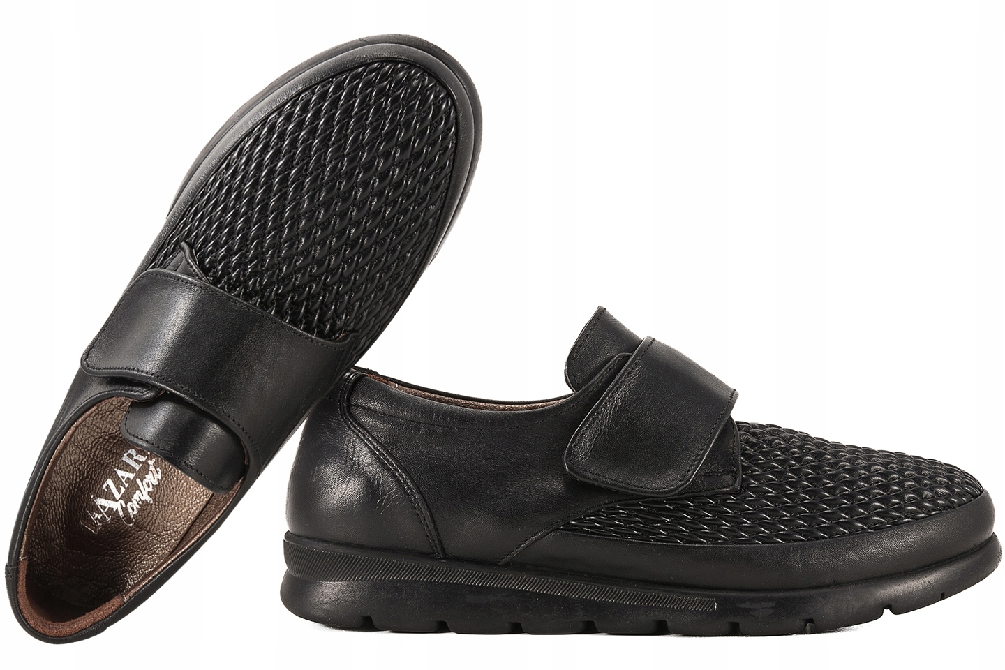 LaAzaria 260603 Elastické Kožené Dámské Polobotky Se Suchým Zipem 39 Černá