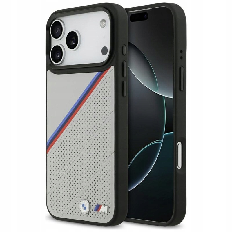 Bmw M Tricolor Metal Logo MagSafe – Pouzdro pro iPhone 17 Pro Max (šedé)