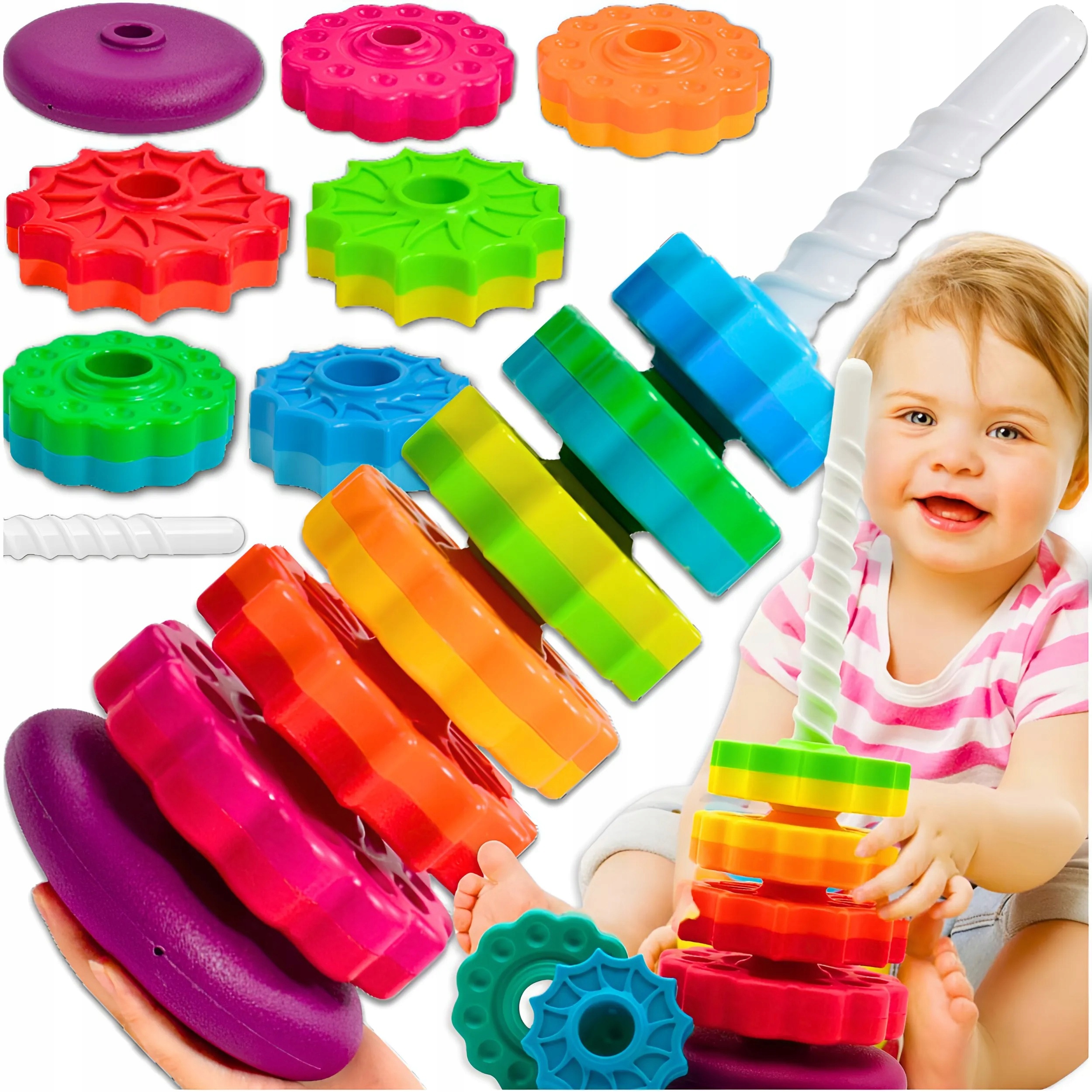 CSAVART TORONY OKTATÓ JÁTÉK SZIVÁRVÁNY PIRAMIS SPIRÁL GYEREKNAP