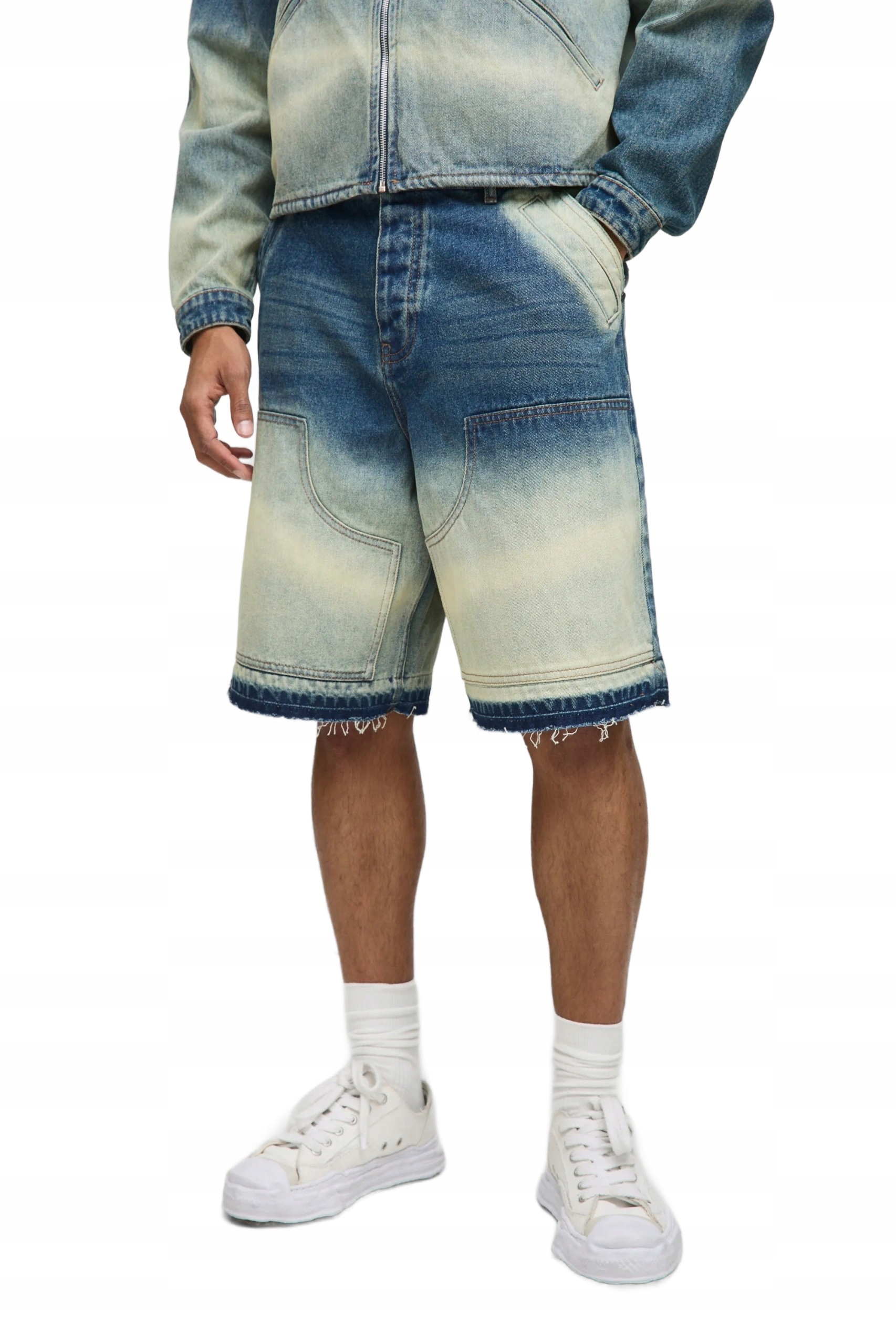 Boohooman Pánské Kraťasy S Oděrkami A Záplatami M Z3A