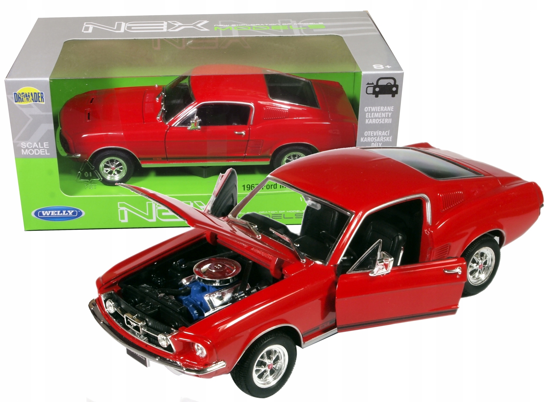 

Welly Metalowe Auto Ford Mustang Gt 1967 Otw.drzwi