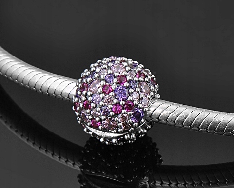 KLIPS ZAWIESZKA CHARMS pave srebro róż fiolet S925 Marka Inna marka