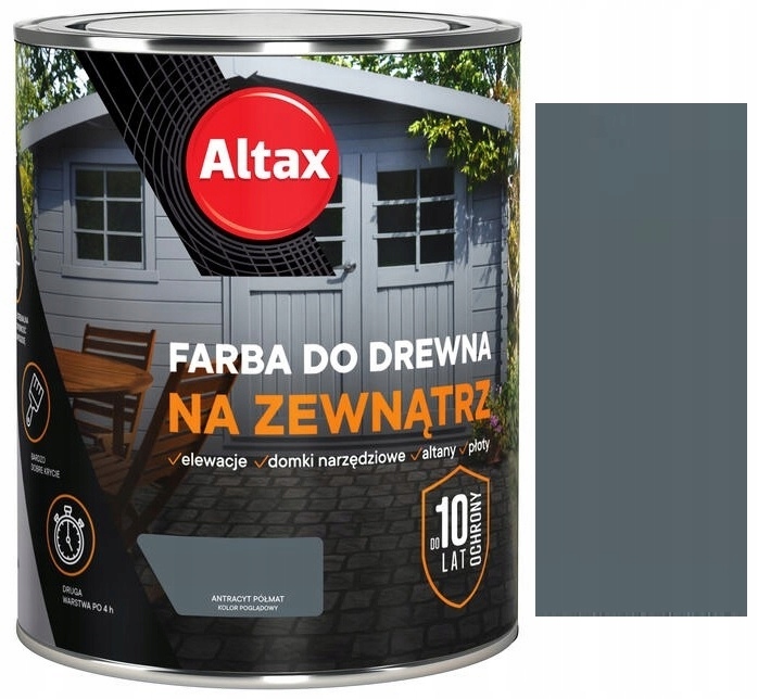 

Altax Farba Do Drewna Antracyt Półmat 0.75L