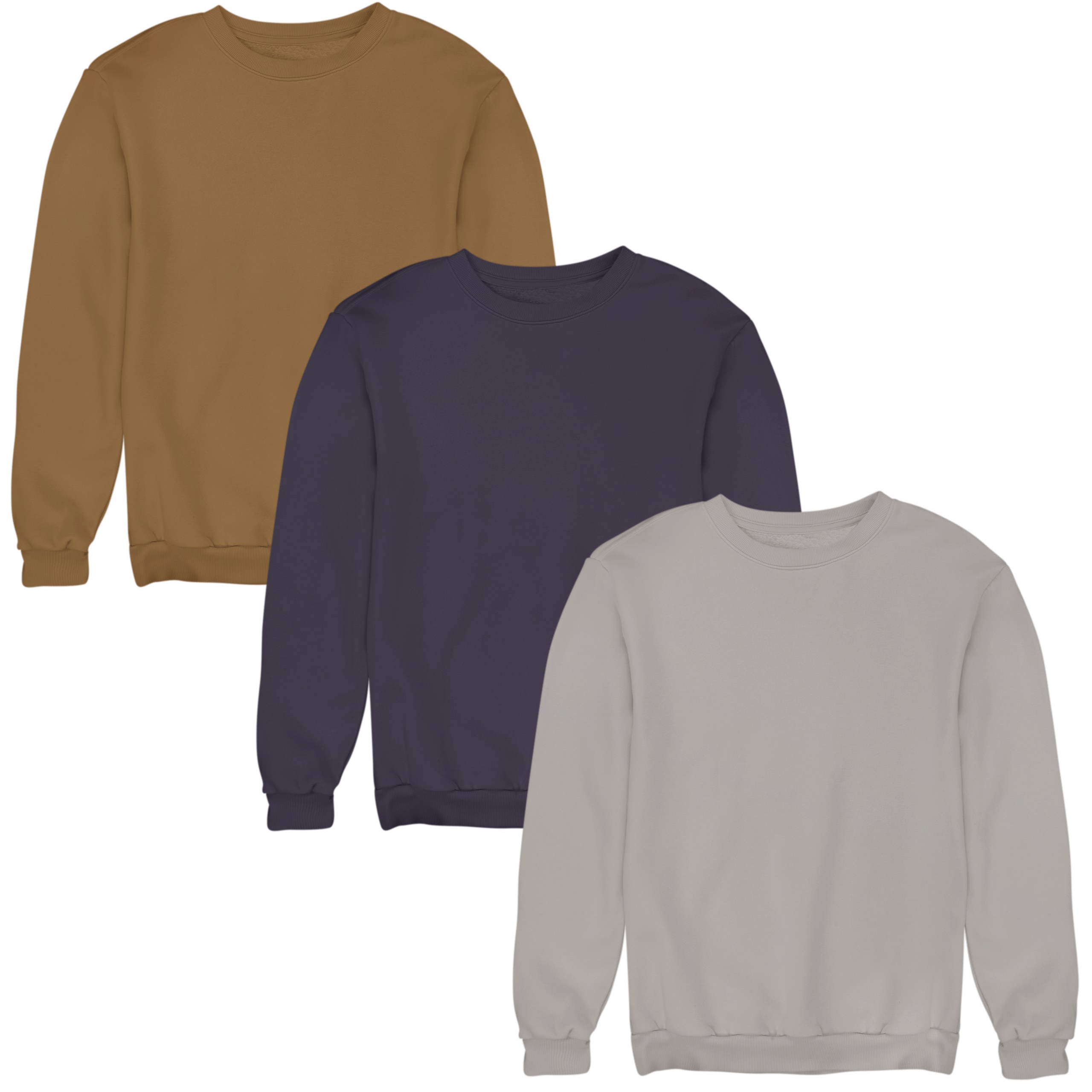 Sada 3x Mikina Bez Kapuce Basic Unisex 3 balení 290 g Bavlněná Hladká